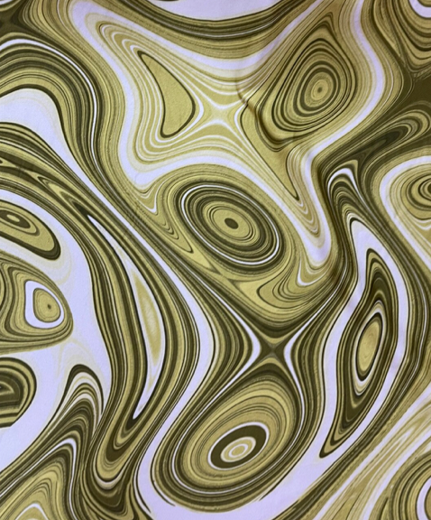 New abstract design print on poly spandex 4-way stretch 58/60”