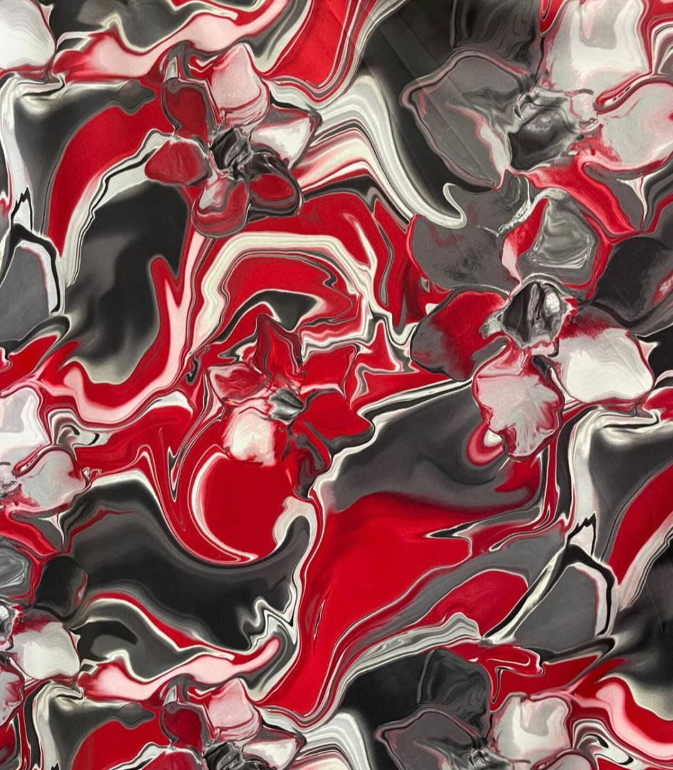 New Modern abstract lava design multicolor print on best quality of nylon spandex 4-way stretch 58/60”