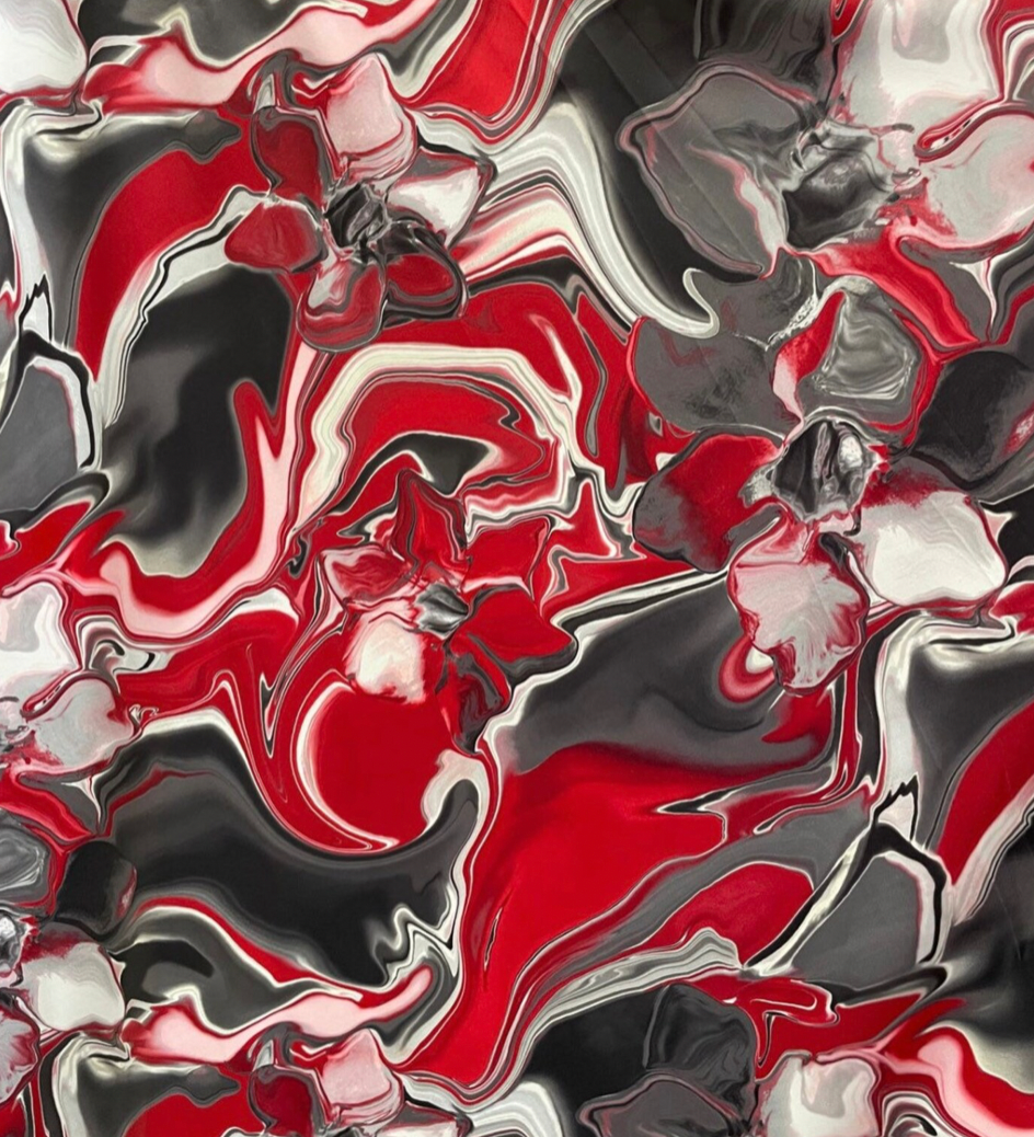 New Modern abstract lava design multicolor print on best quality of nylon spandex 4-way stretch 58/60”