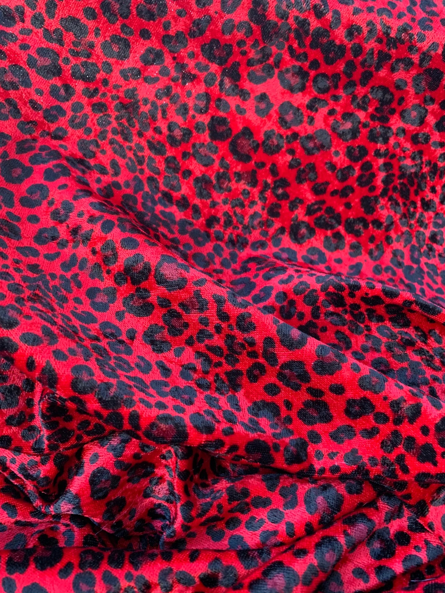 New Leopard design print on stretch velvet velour 2way stretch 58/60”