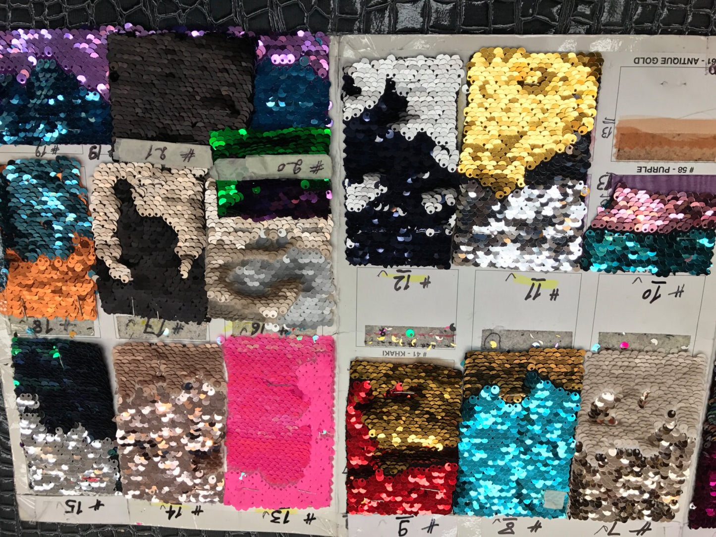 Flip up mermaid sequins turquoise/kelly green 2 tone sequins with spandex base. Sold by the yd Ships worldwide from Los Angeles California