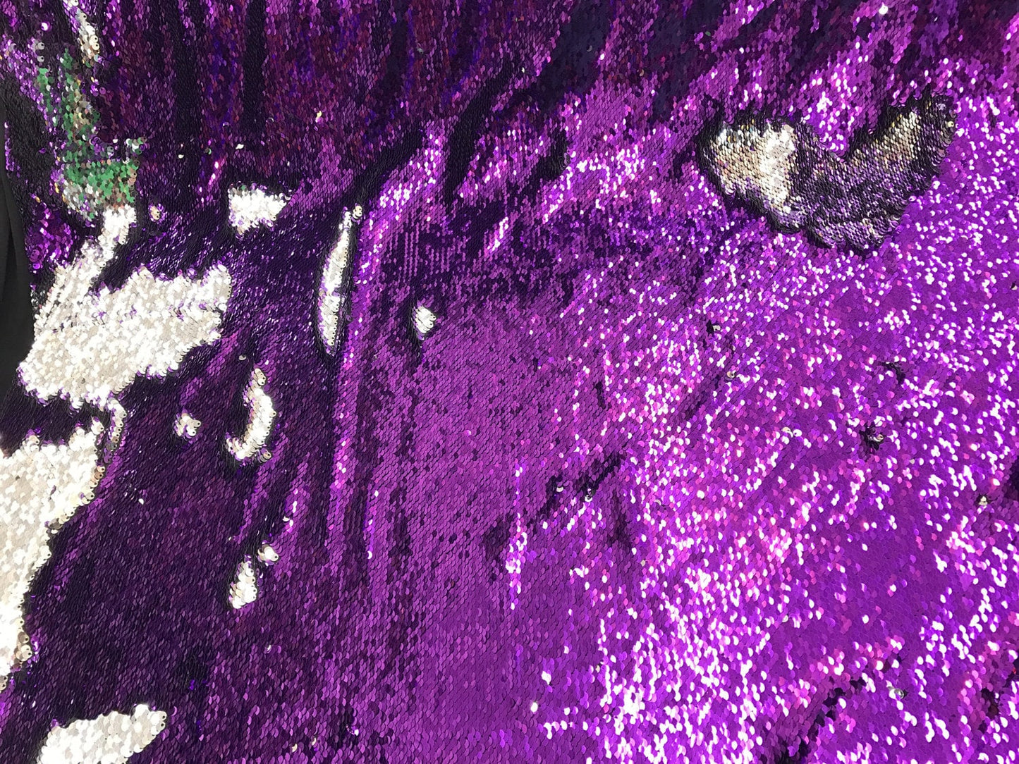 Reversible flip up sequins purple/silver 5mm seq with Lycra base 58/60" sold by the yd. Ships worldwide from Los Angeles California USA