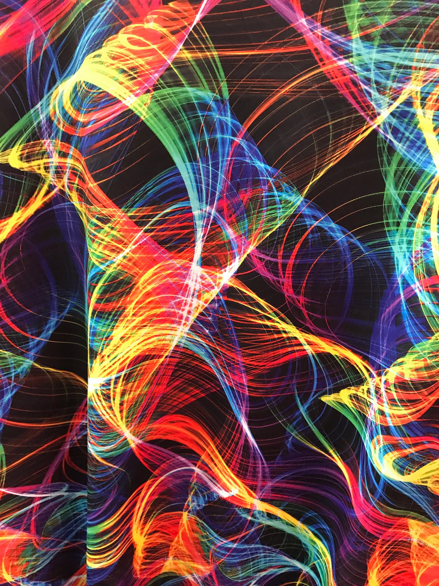 New abstract design black multicolor on nylon spandex 4 way stretch 58/60" Sold by the YD. Ships worldwide from Los Angeles California USA