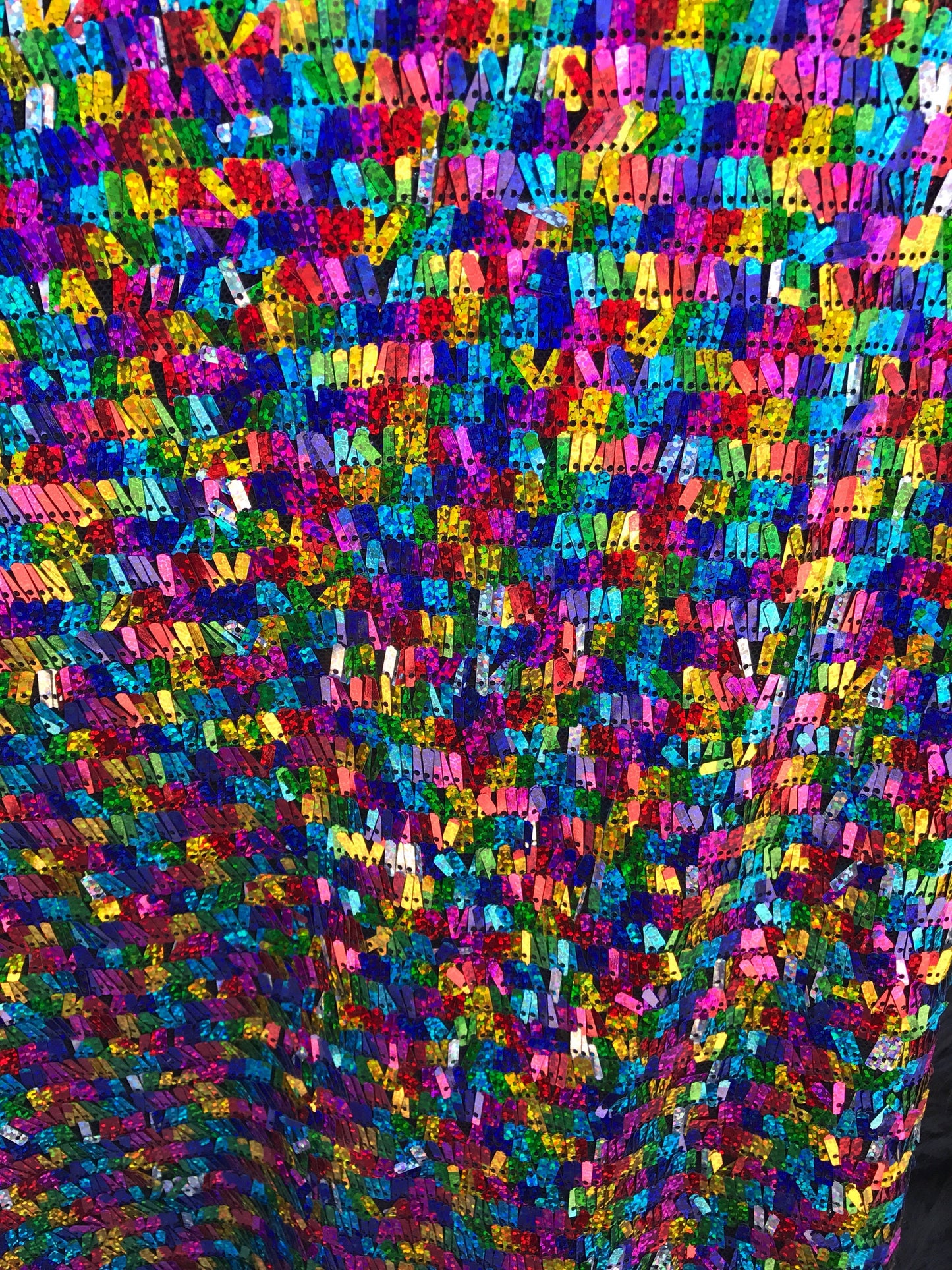 New Multicolor piano sequins on stretch mesh 2way stretch 58/60" Sold by the YD. Ships worldwide from Los Angeles California USA
