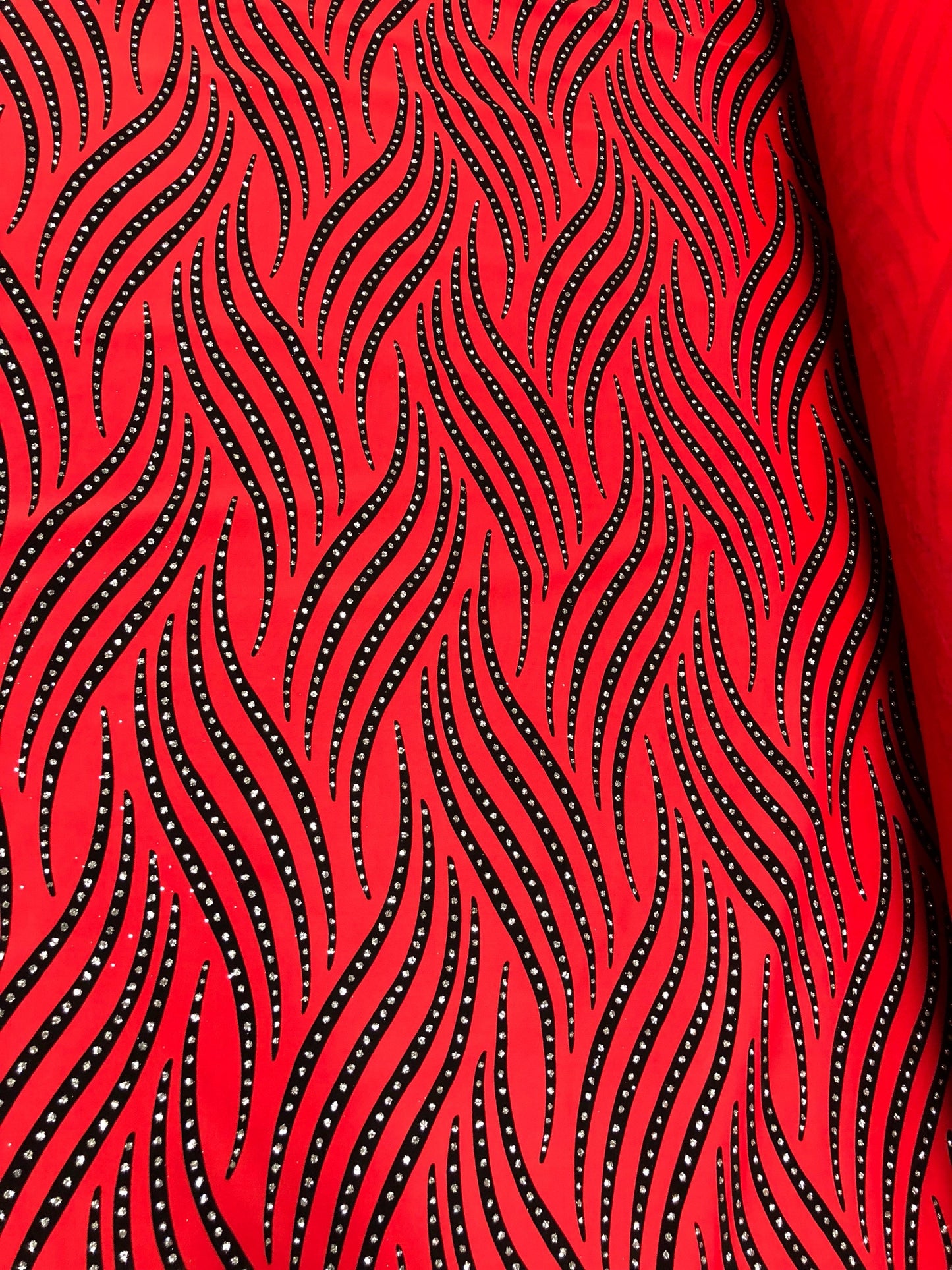 New nylon spandex Gozila Metallic flocking 4way stretch 58/60" Sold by the YD. Ships worldwide from Los Angeles California USA