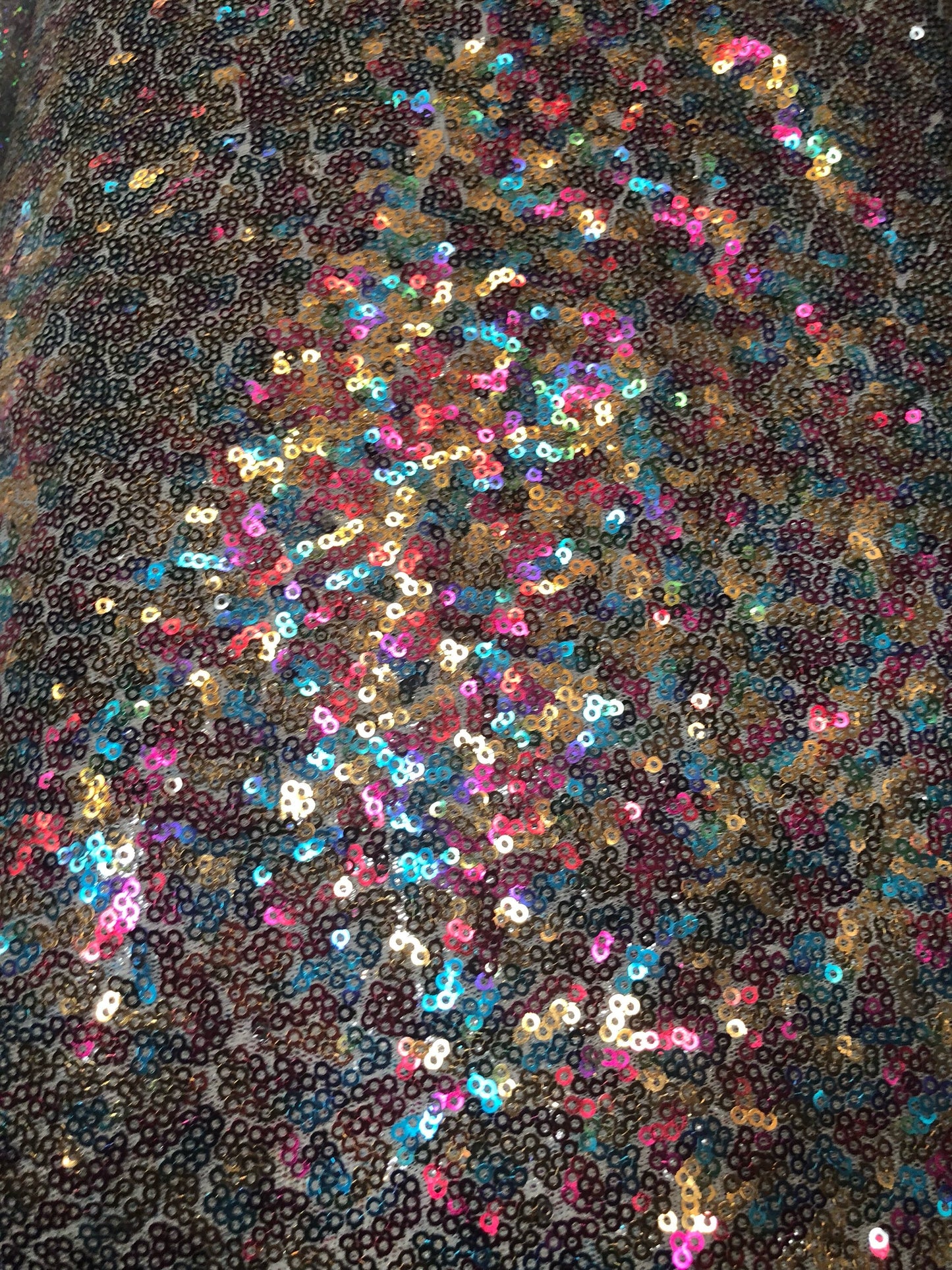 New rainbow mini glitz sequins on stretch mesh base 55/56" 2way Stretch Sold by the YD. Ships worldwide from Los Ángeles California USA.