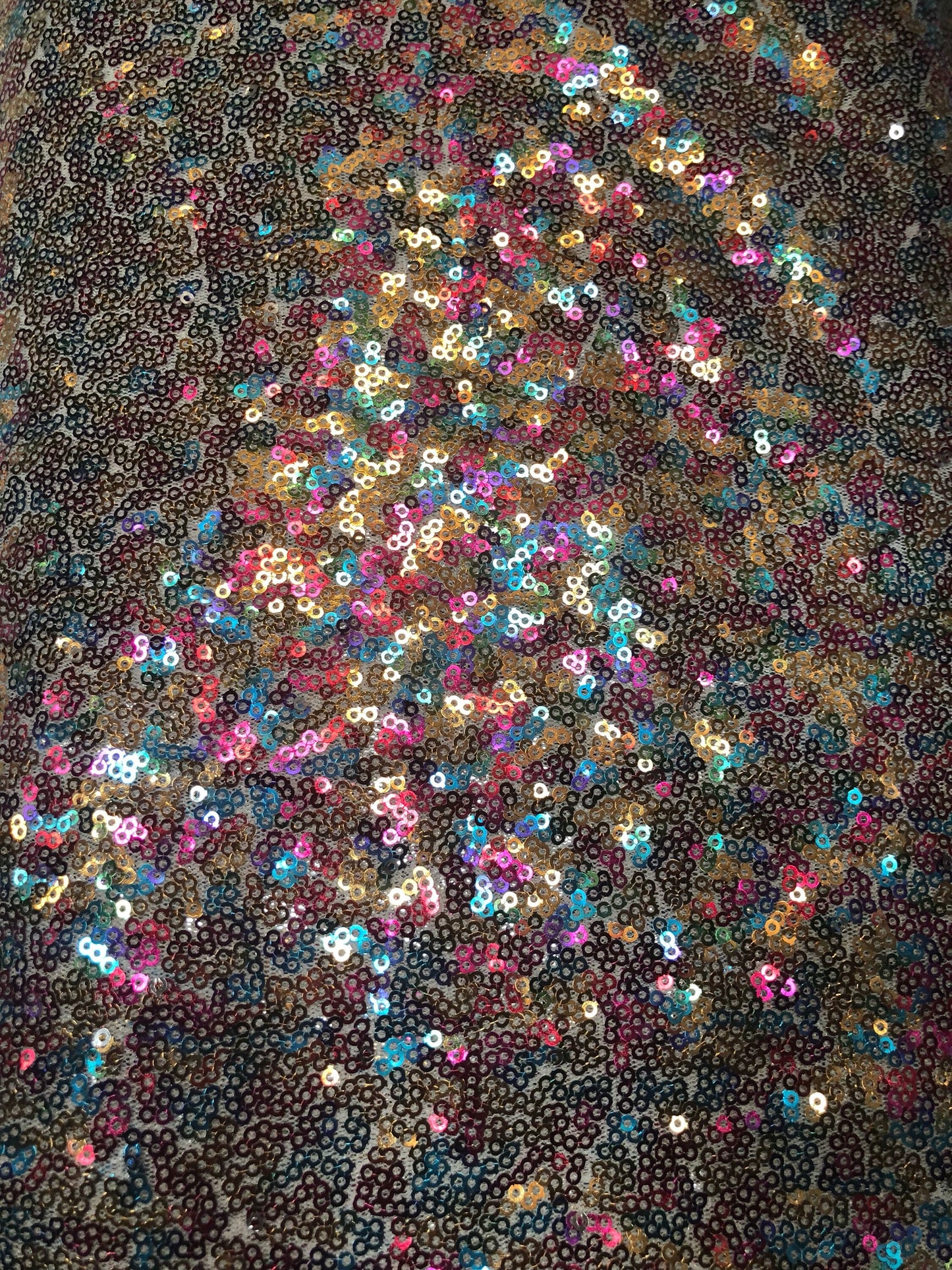 New rainbow mini glitz sequins on stretch mesh base 55/56" 2way Stretch Sold by the YD. Ships worldwide from Los Ángeles California USA.