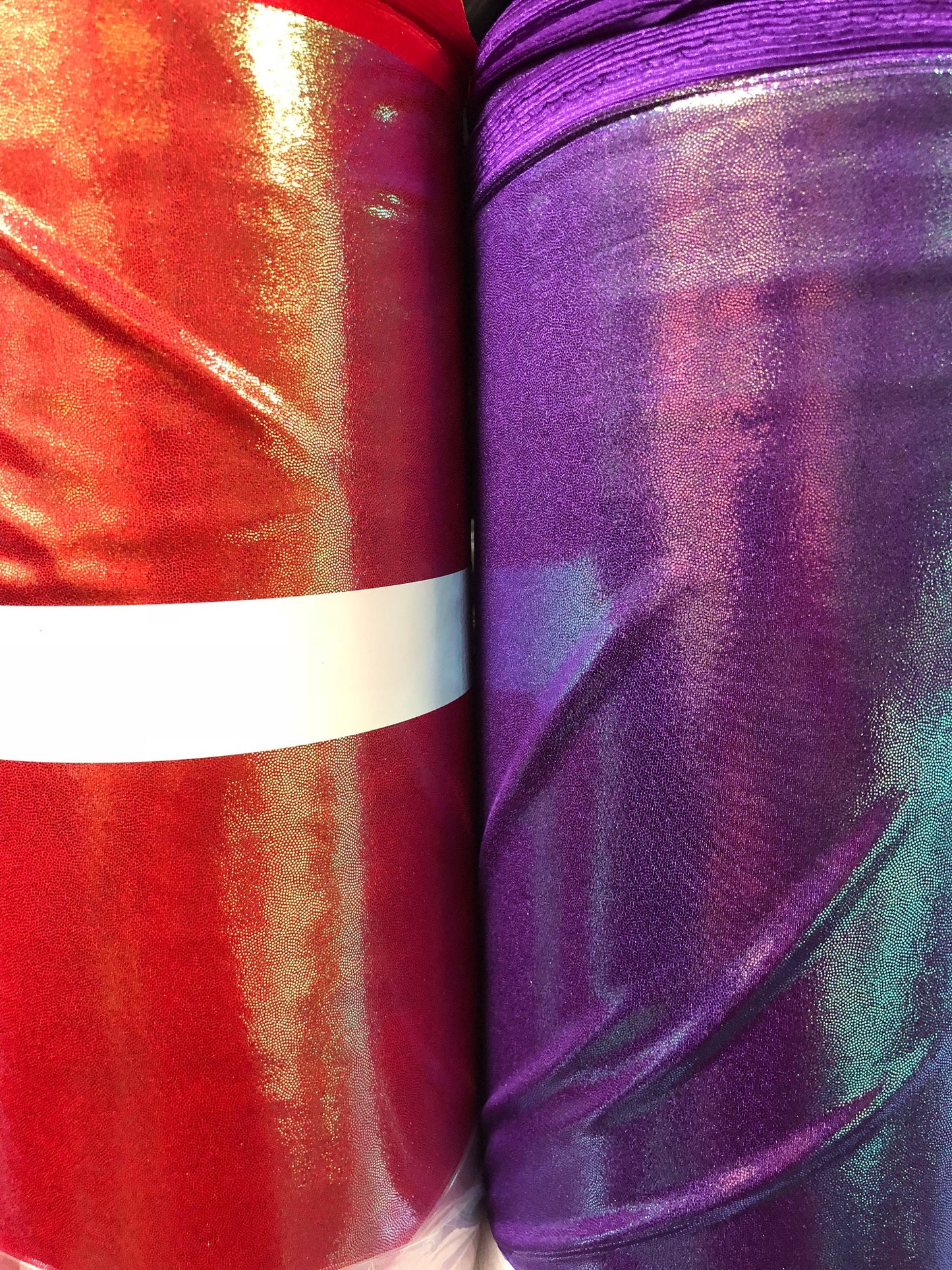 New metallic iridescent foggy foil nylon spandex 4way Stretch 58/60" Sold by the YD. Ships Worldwide from Los Angeles California USA