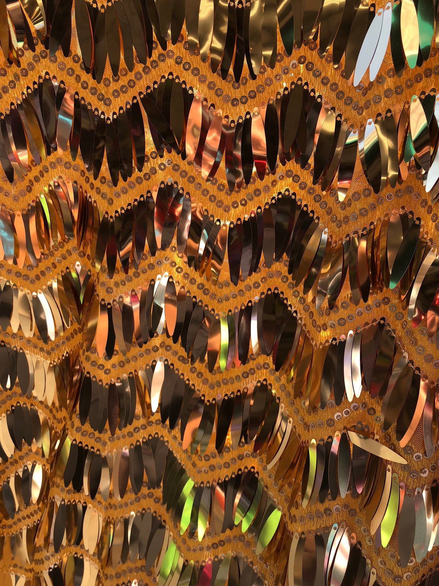 New sequins zig zag design on stretch mesh base 2way stretch 58/60" Sold by the YD. Ship worldwide from Los Angeles California USA.