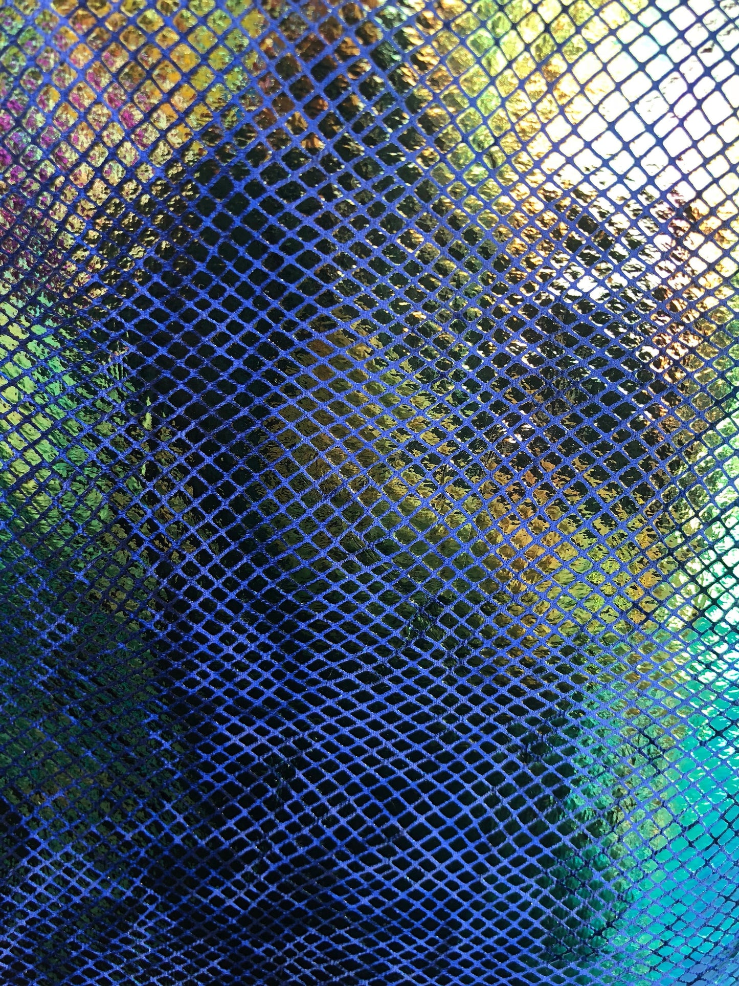 New stretch velver skin snake all over foil iridescent blue/green 4way stretch 58/60" Sold by the YD. Ships worldwide from Los Angeles CA