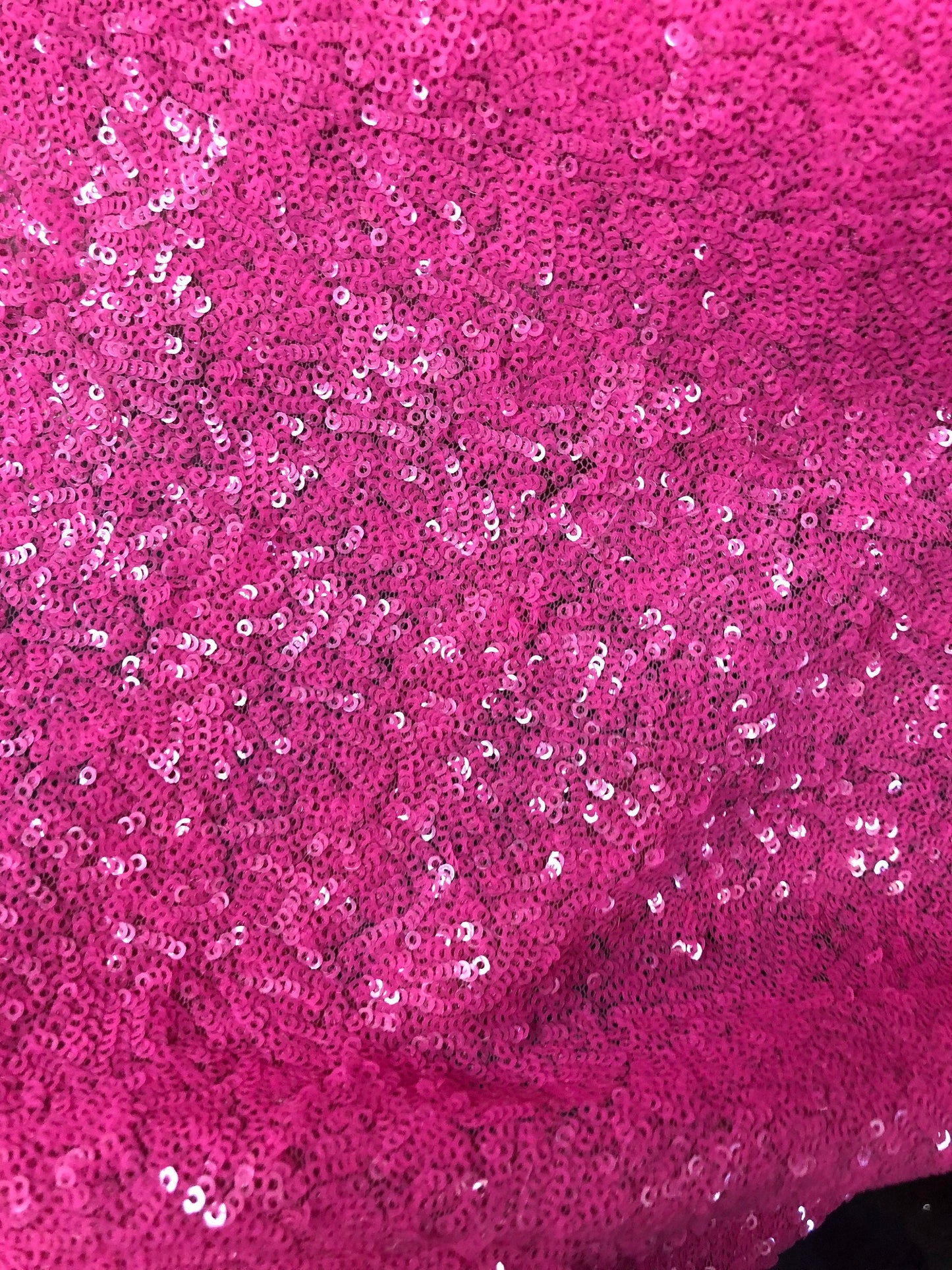 New mini glitz sequins on stretch mesh bubblegum pink 2way stretch 55/57" Sold by the YD. Ships worldwide from Los Angeles California USA.