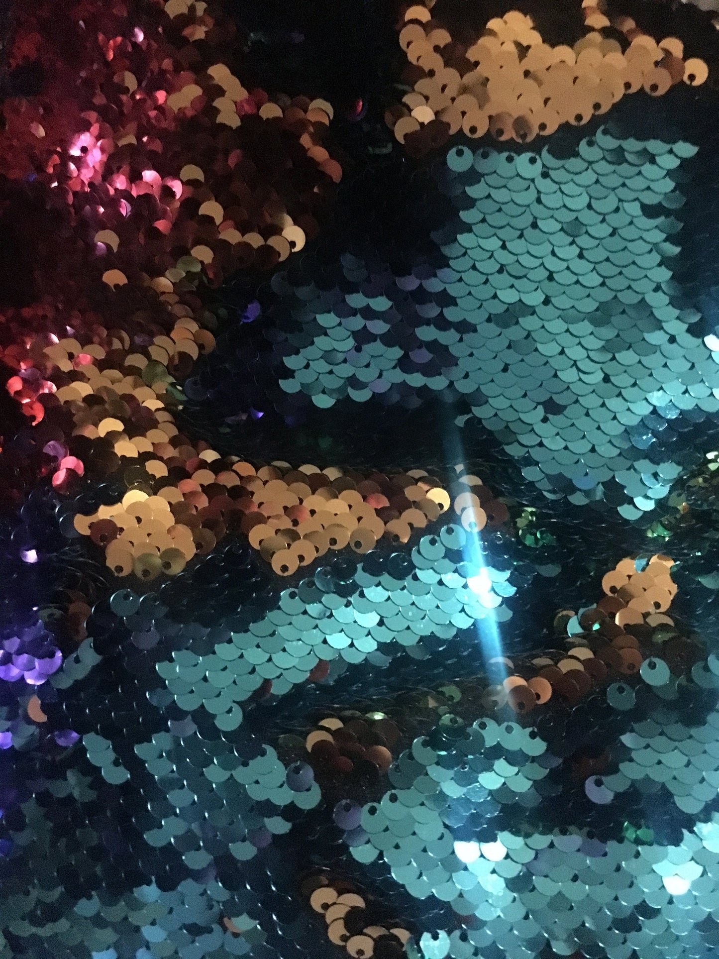 New mermaid flip up sequins on spandex base Reversible Sequins 58/60" Sold by the yd. Ships worldwide from Los Angeles California USA