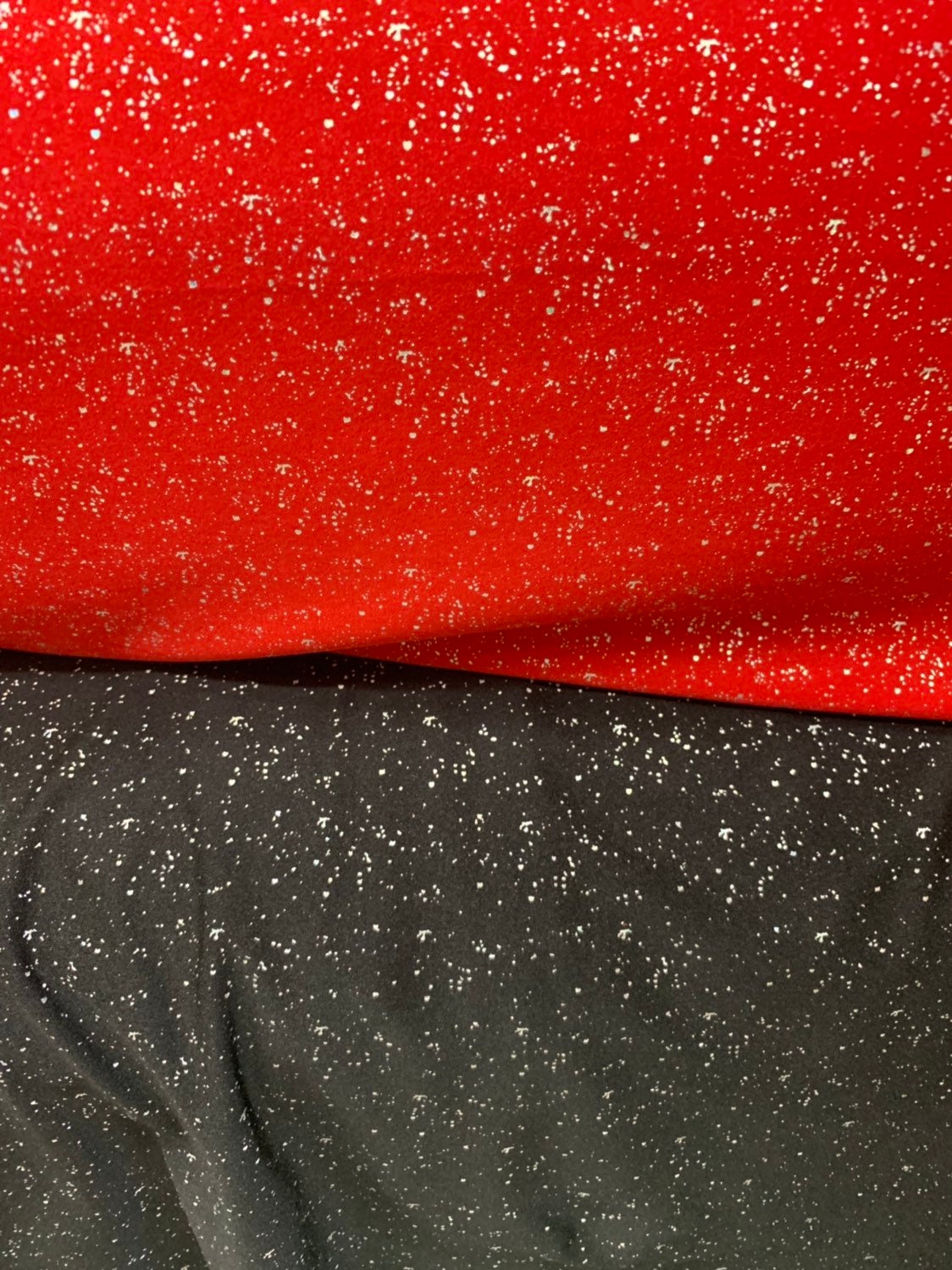 Metallic sparkles nylon spandex black, red, and navy 4way stretch 58/60" Sold by the YD. Ships worldwide from Los Angeles California USA