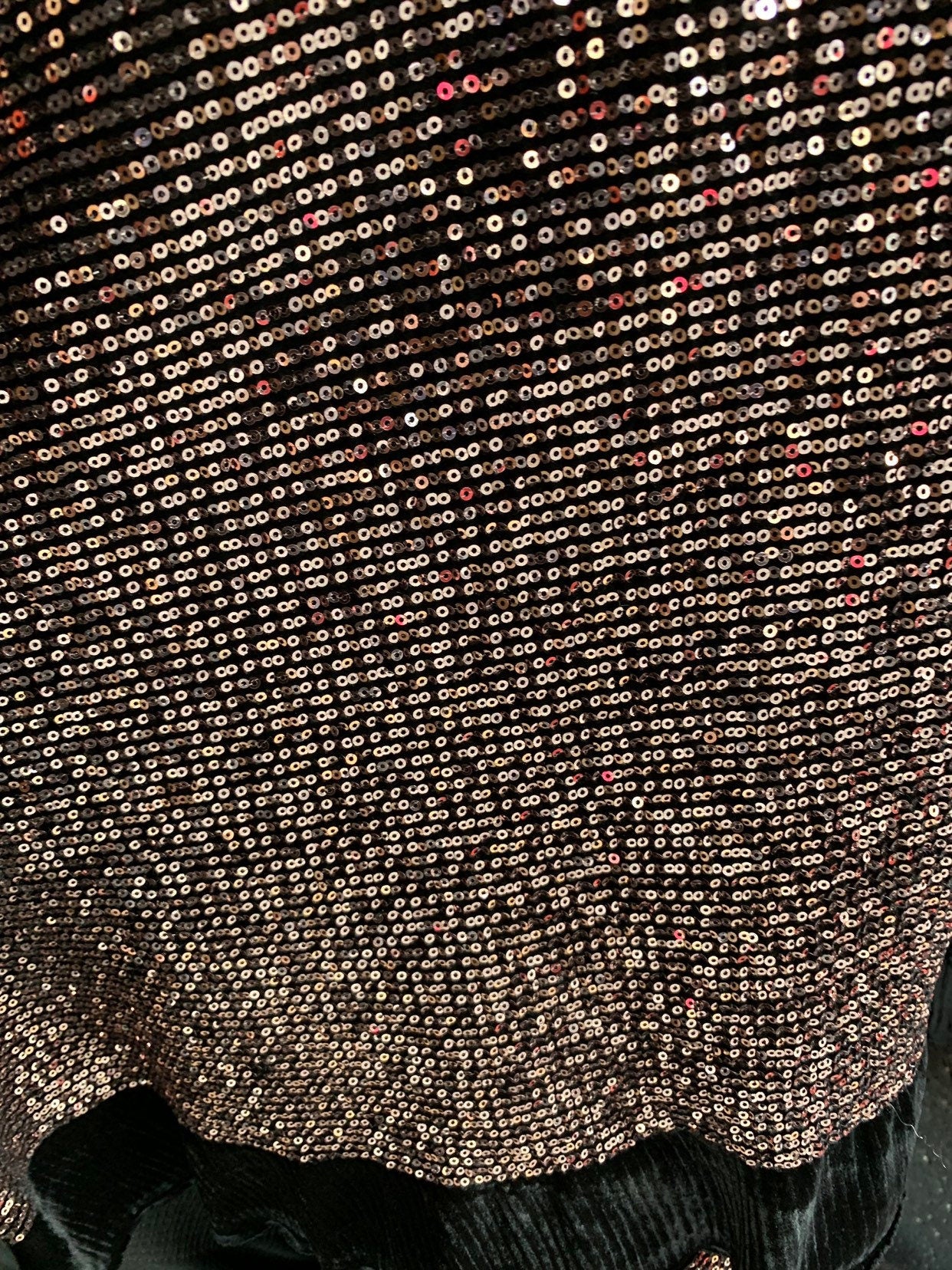 Mini glitz seq rose gold on stretch heavy stretch velvet 4way stretch 60/62" Sold by fhe YD. Ships worldwide from Los Angeles California USA