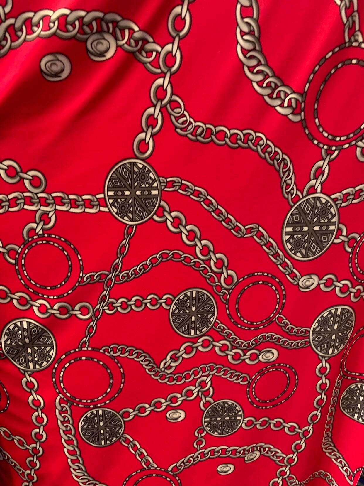 New print heavyweight spandex chain design 4way stretch 58/60" Sold by the YD. Ships worldwide from Los Angeles California USA.