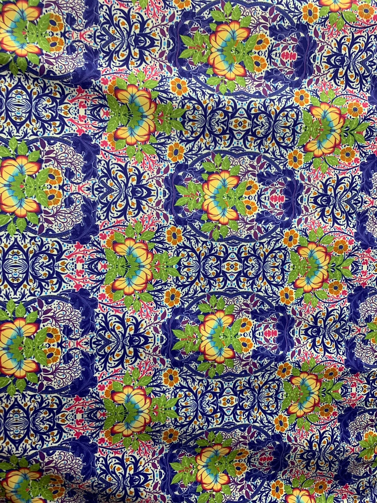 New Cecilia design print on heavy nylon spandex 4way stretch 58/60" Sold by the YD. Ships worldwide from Los Angeles California USA.