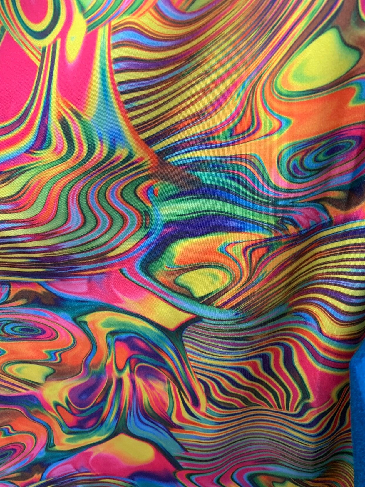 New Neon abstract design multicolor lava print on nylon spandex 4way stretch 58/60" Sold by the YD. Ships worldwide from Los Angeles CA