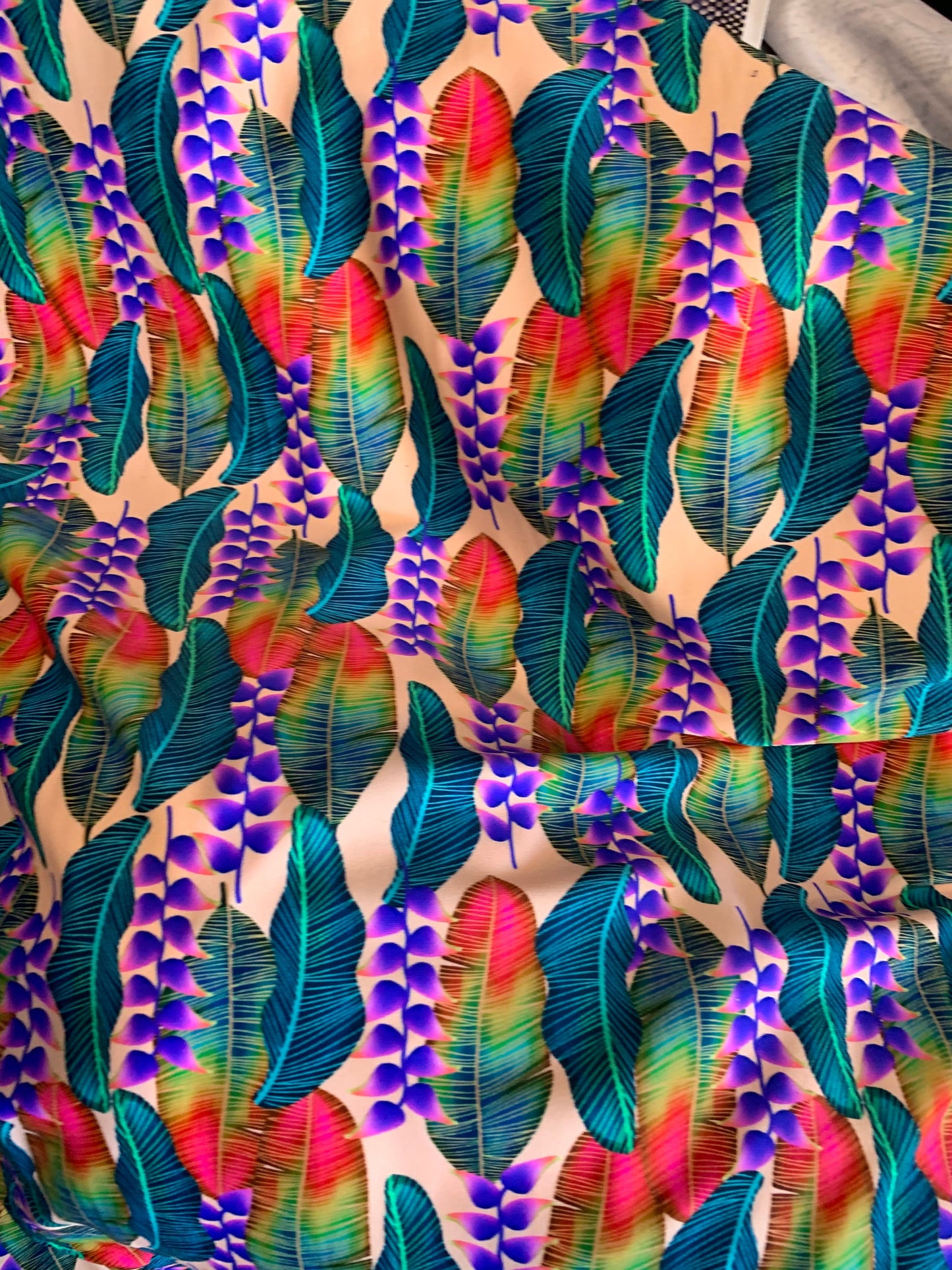 New Print Nylon Spandex Leaves Design Heavy Nylon Spandex 4-Way Stretch 58/60" Sold By The YD. Ships Worldwide From Los Angeles California.