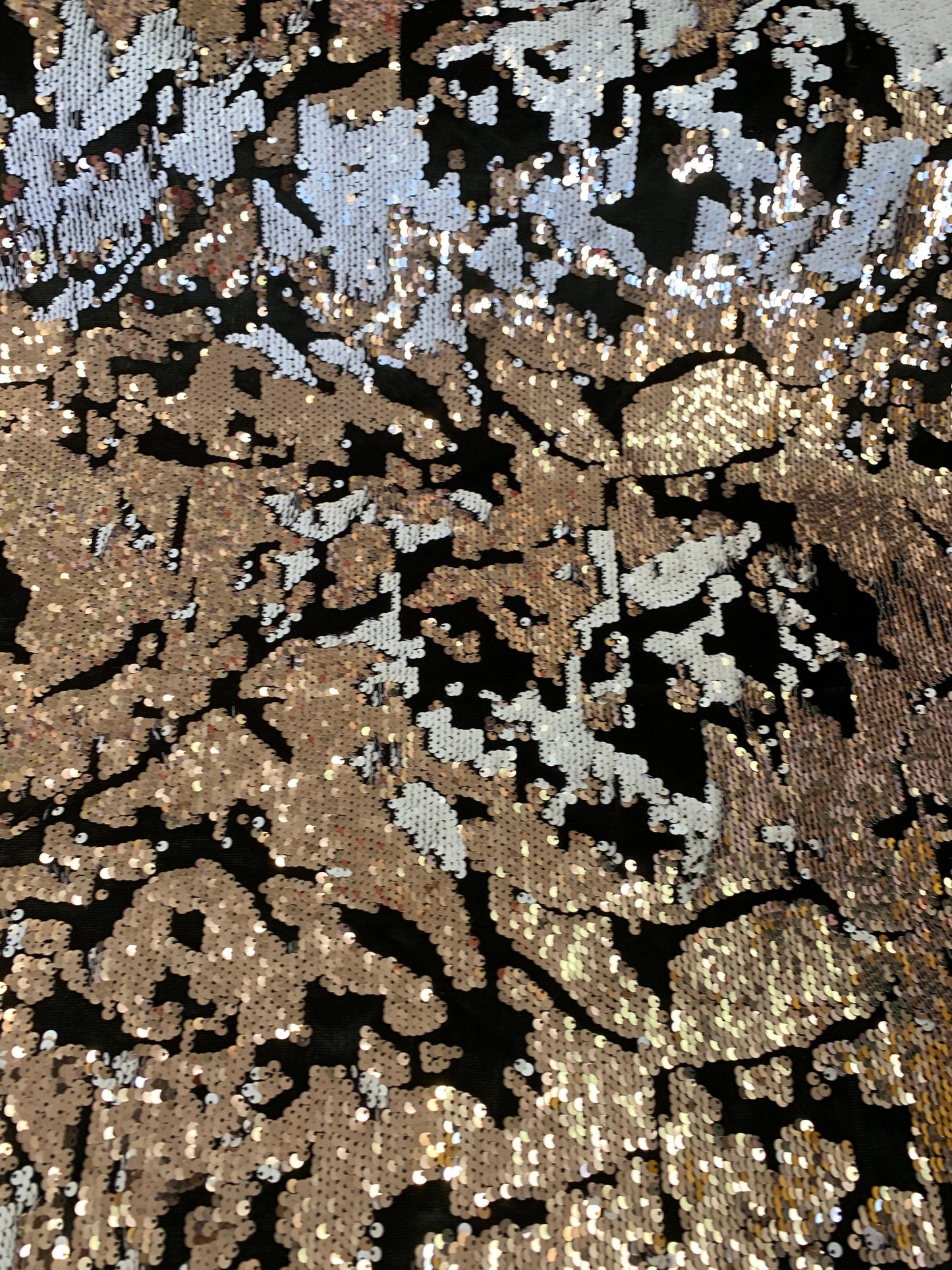 New Iridescent flashback reversible sequins 2-tone on stretch velvet 4way 57/58" Sold by the YD. Ships worldwide from Los Angeles California