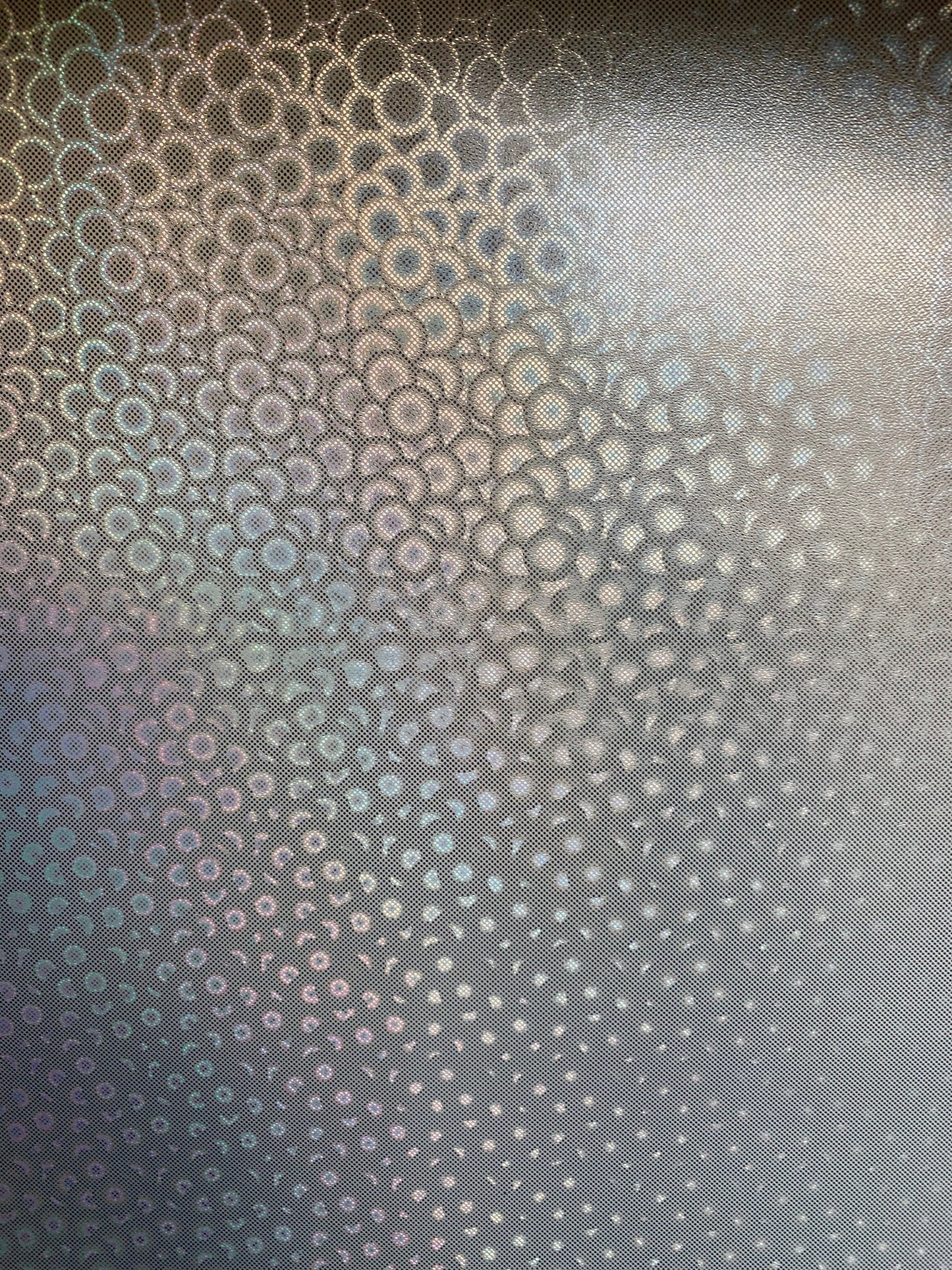 New 3D vinyl Shells design Iridescent silver non stretch vinyl 58/60" Sold by The YD. Ships Worldwide from Los Angeles California USA.
