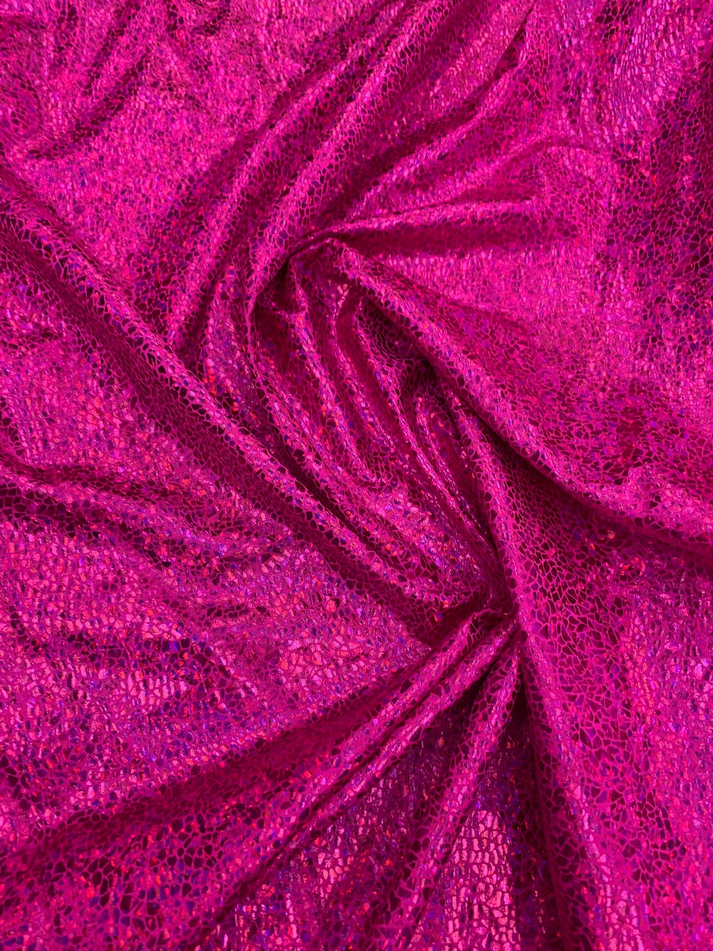 New reptile metallic hologram nylon spandex 4-way stretch 58/60” Sold by the YD. Ships worldwide from Los Angeles California USA.