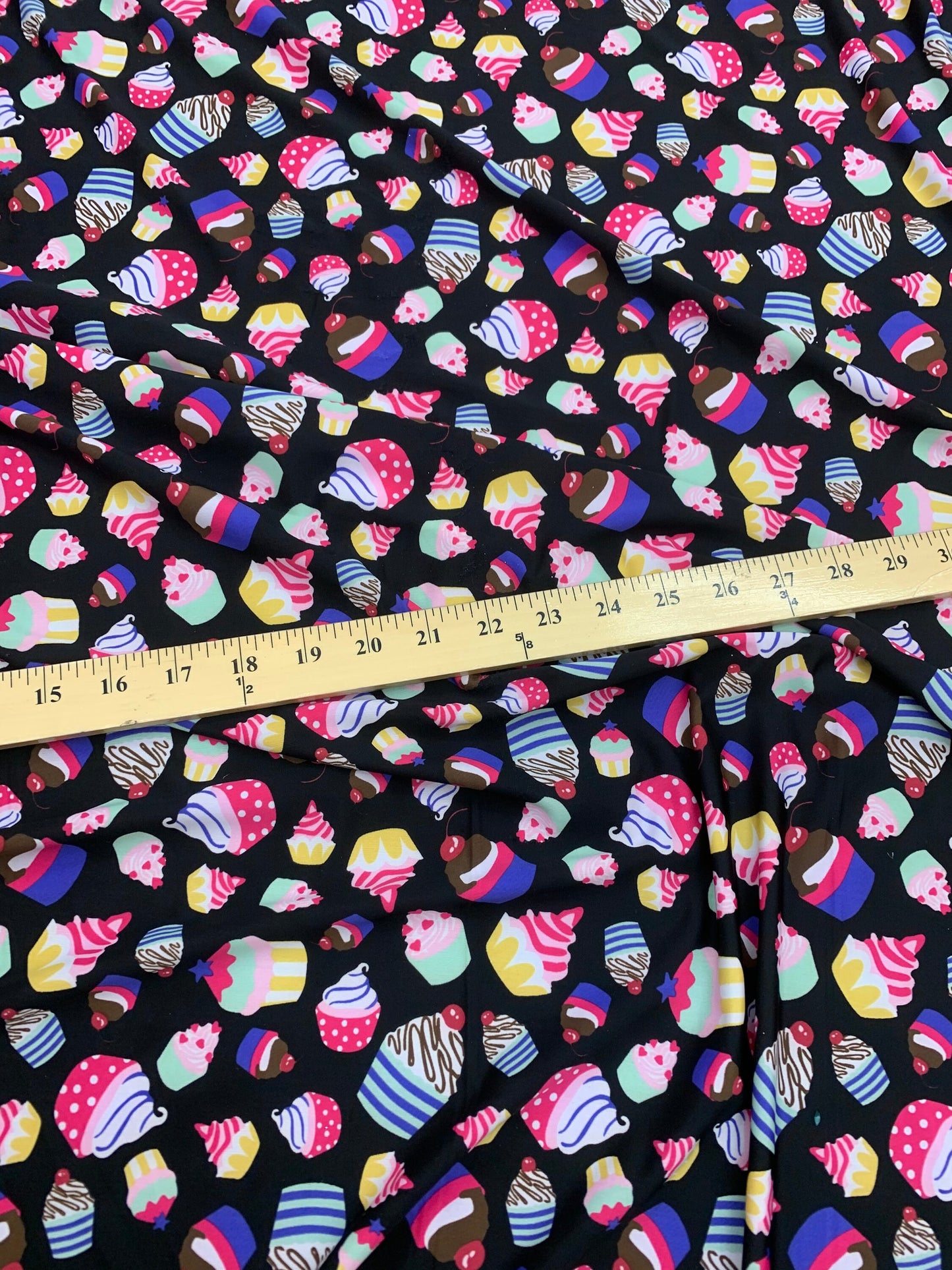 New cupcakes design print on nylon spandex finest quality 4-way stretch 58/60” Sold by the YD. Ships worldwide from Los Angeles California.