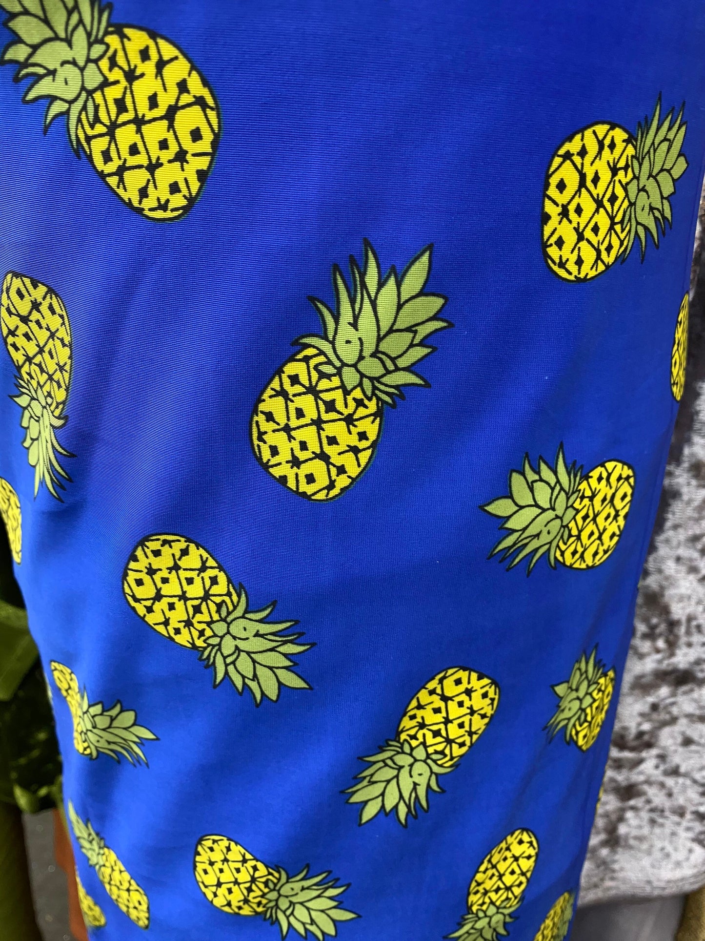 New pineapple design print on nylon spandex 4-way stretch 58/60” Sold by the YD. Ships worldwide from Los Angeles California USA.