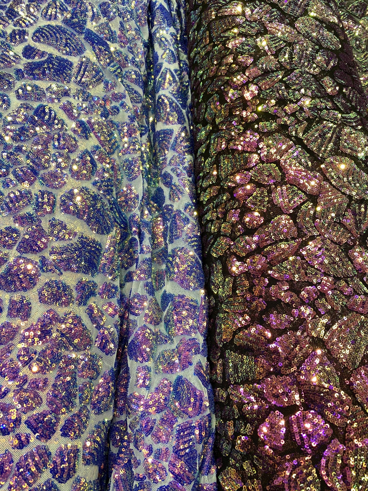 New flashback sequins on stretch mesh 2-way Iridescent glitz sequins 55-57” Sold by the YD. Ships worldwide from Los Angeles California USA.