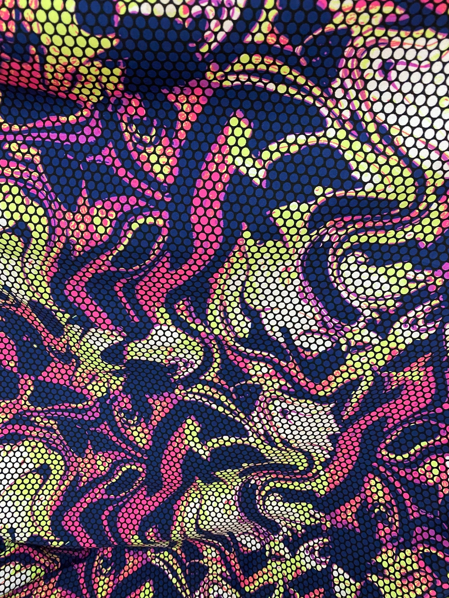 New abstract design print on poly spandex Brazilian quality 4-way stretch 58/60” Sold by the YD. Ships worldwide from Los Angeles California