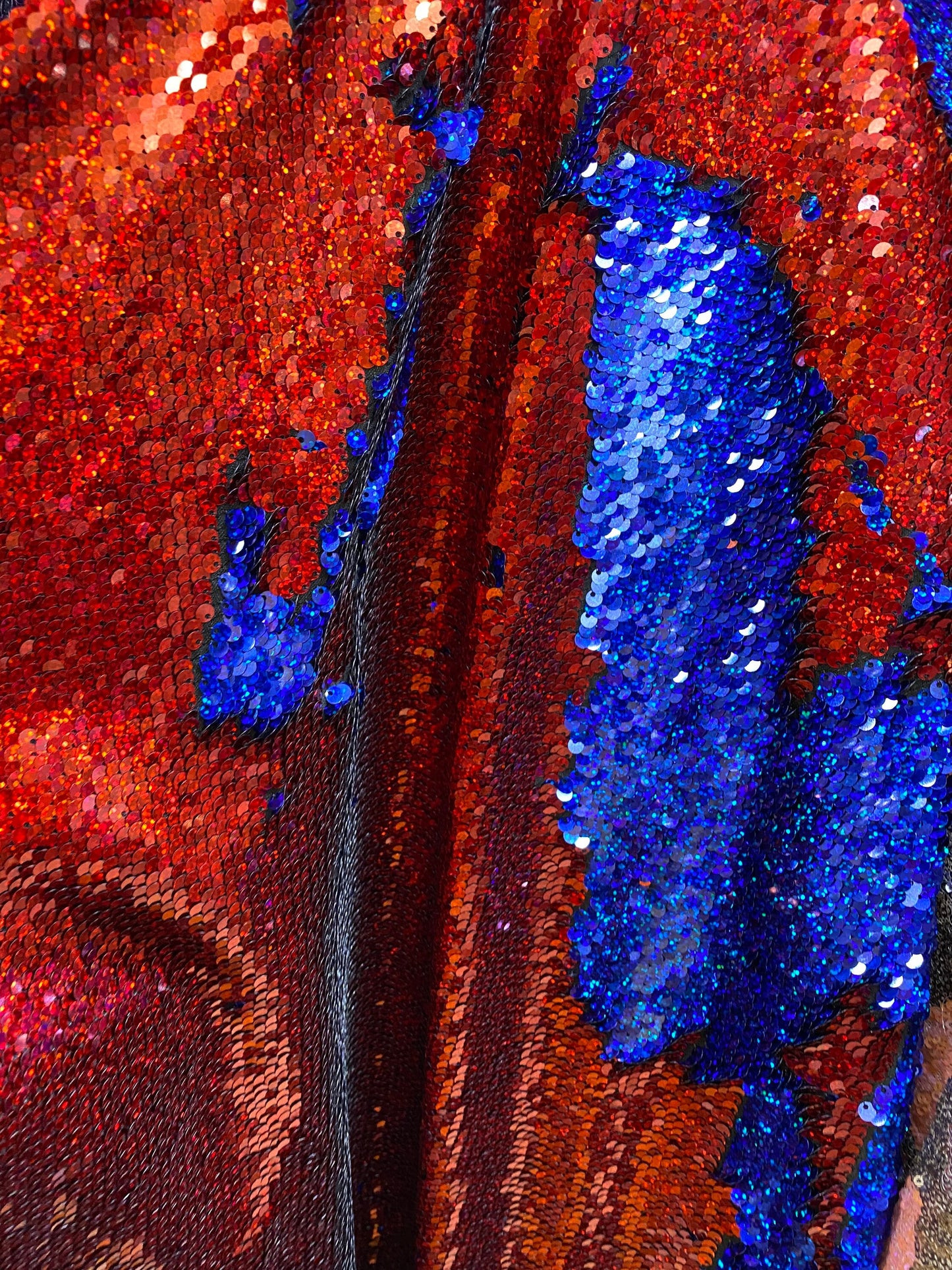 NEW flip up sequins Hologram royal/red 2 tone reversible sequins 58/60" Sold by the YD. Ships worldwide from Los Angeles California USA
