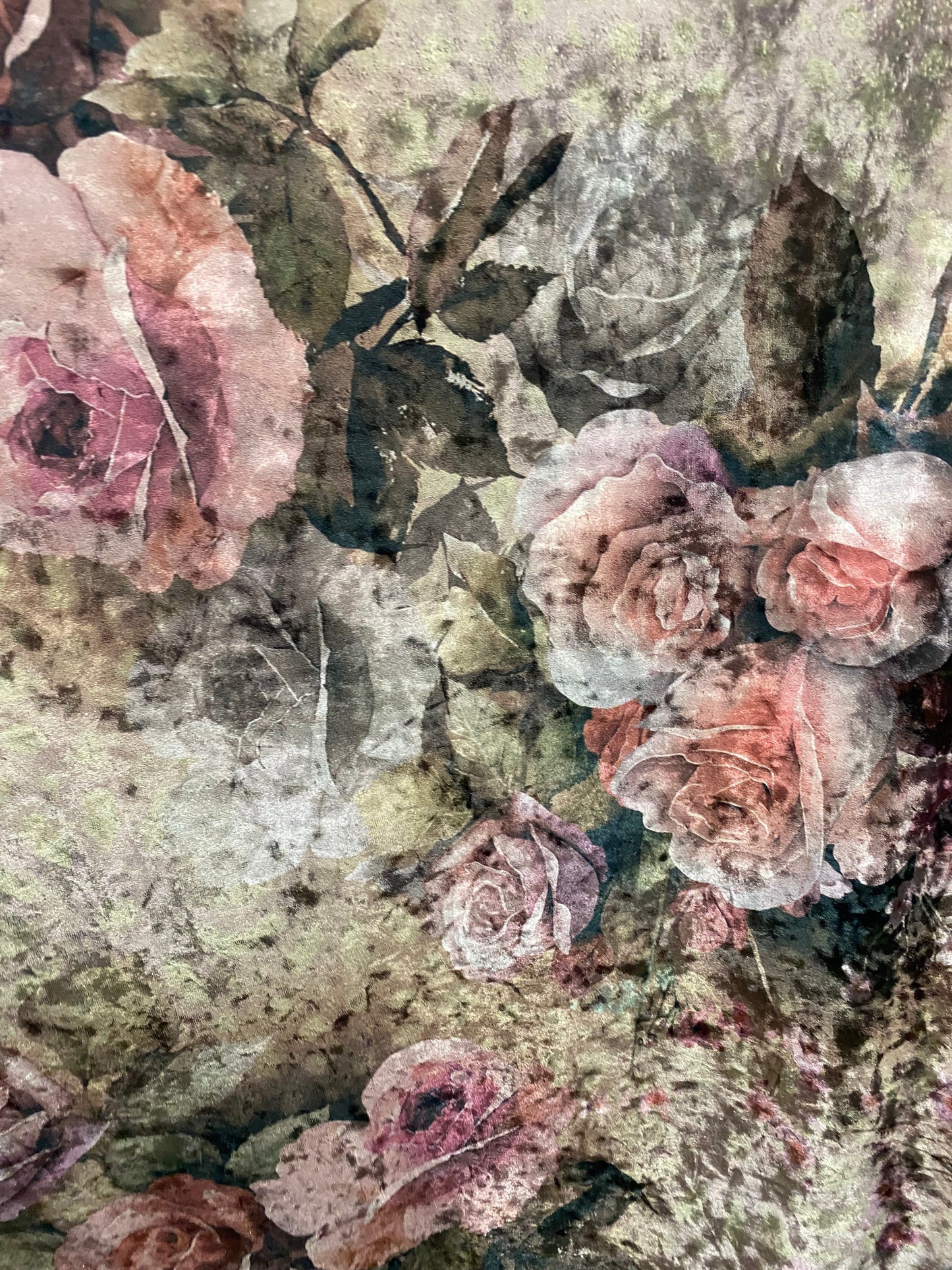 New blush flower design print on stretch velvet 4-way Stretch 58/60” Sold by the YD. Ships worldwide from Los Angeles California USA.