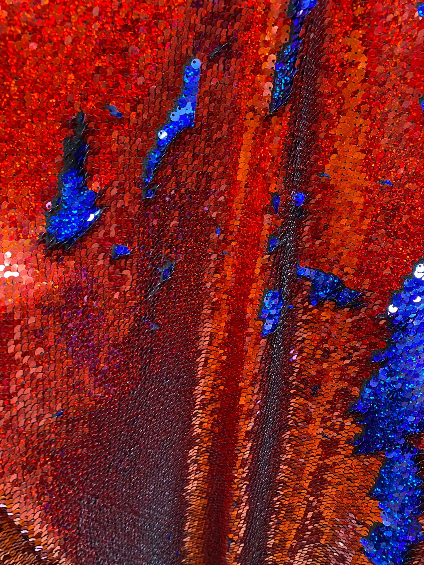 NEW flip up sequins Hologram royal/red 2 tone reversible sequins 58/60" Sold by the YD. Ships worldwide from Los Angeles California USA