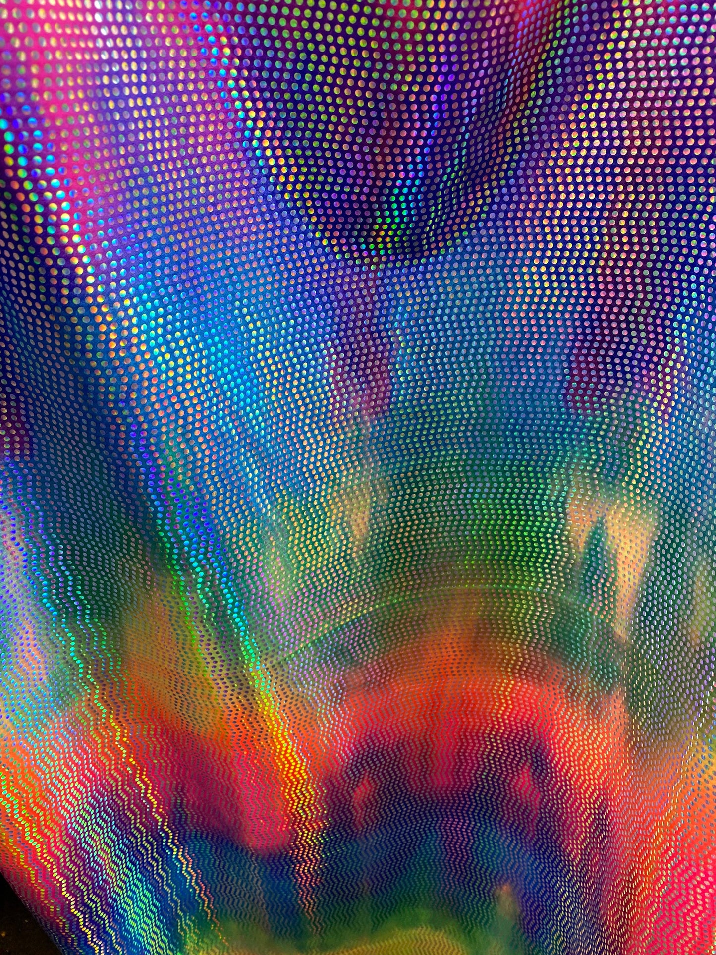 New rainbow with mini disc iridescent sequins on nylon spandex;-way stretch 58/60” Sold by the YD. Ships worldwide from Los Angeles cali USA