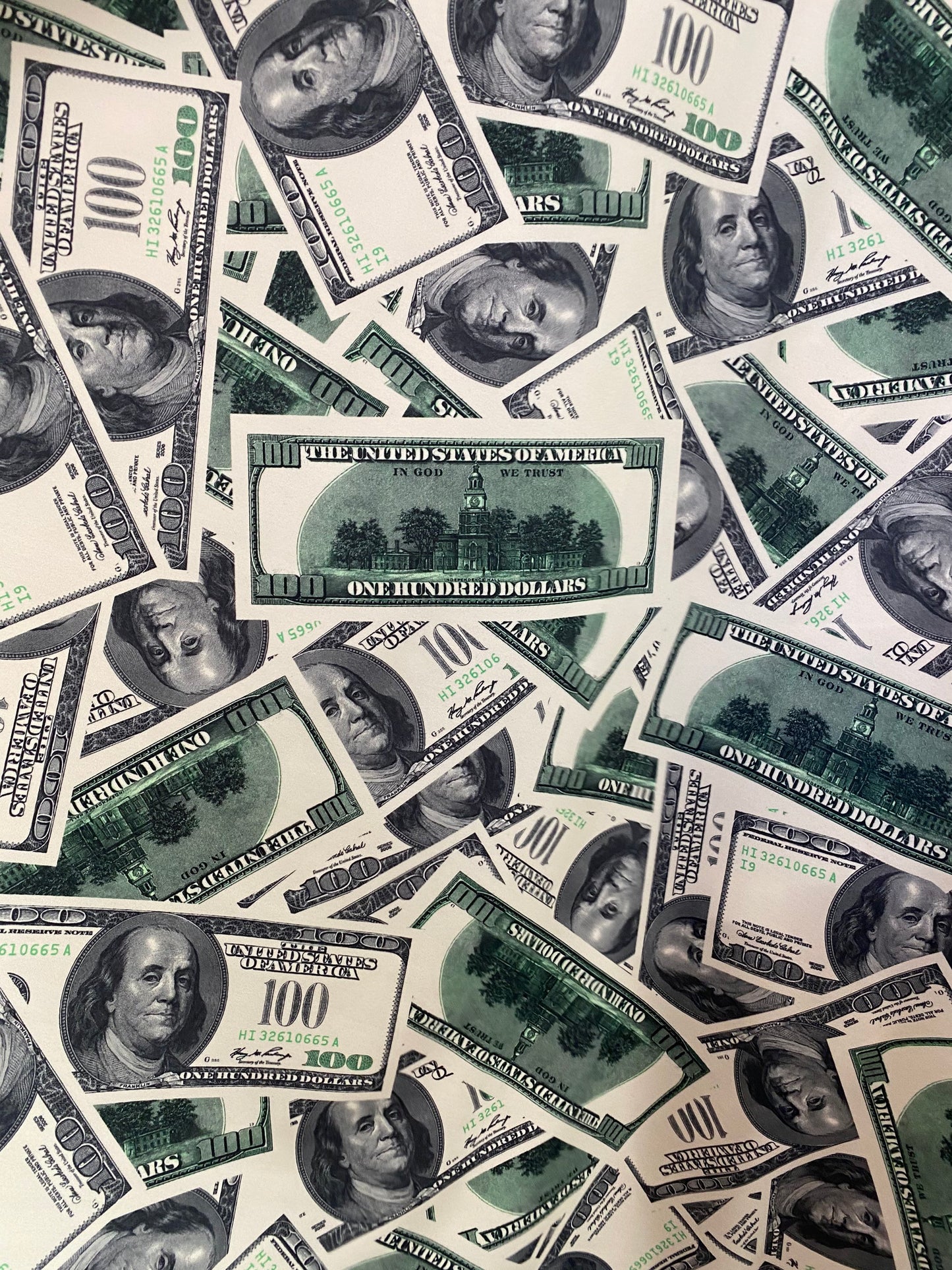 Money 100 dollars bill design best quality print nylon spandex 4-way stretch 58/60” Sold by the YD. Ships worldwide from Los Angeles CA.