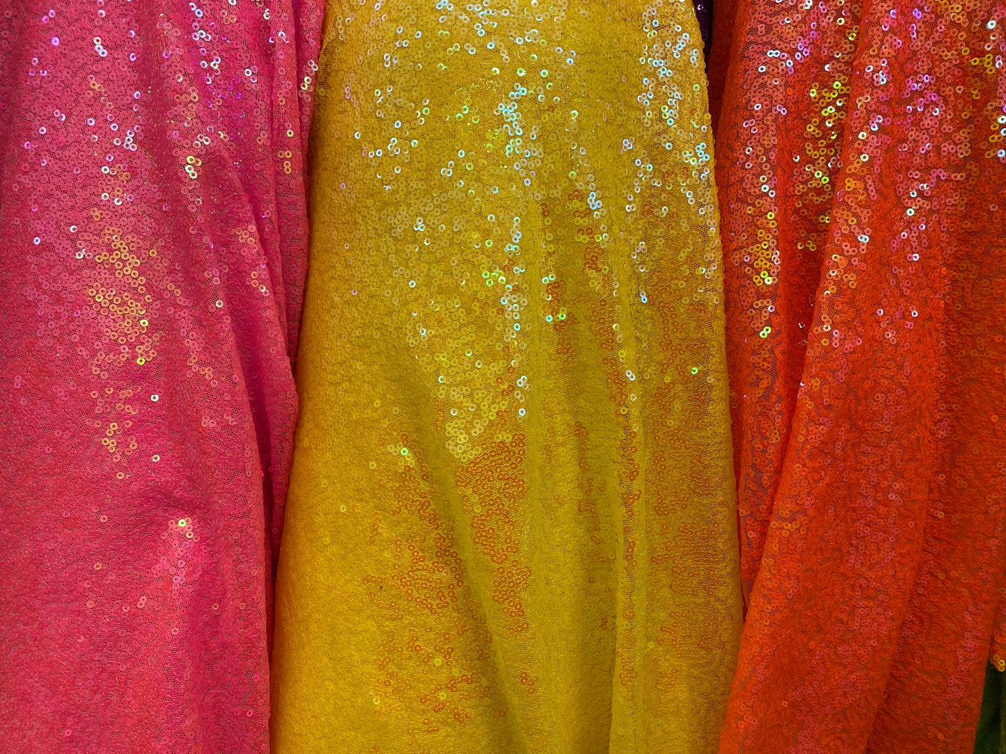 Luxury mini glitz sequins neon iridescent colors on stretch mesh 2-way 58/60” Sold by the YD. Ships worldwide from Los Angeles California US