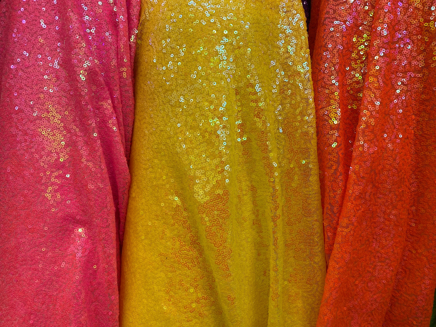 Luxury mini glitz sequins neon iridescent colors on stretch mesh 2-way 58/60” Sold by the YD. Ships worldwide from Los Angeles California US