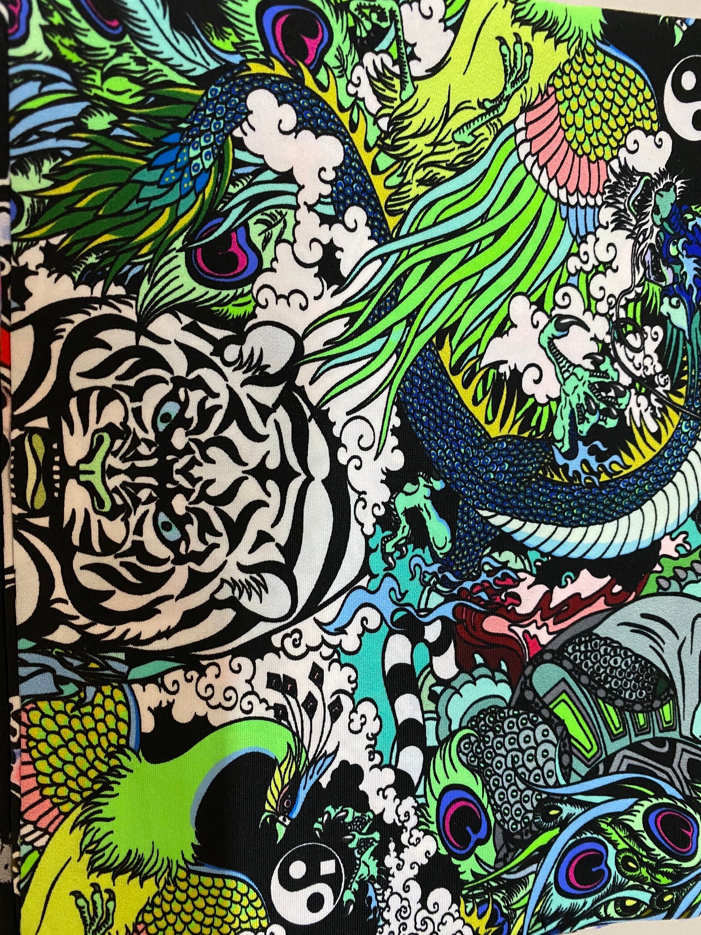 New Exotic Tattoo Jungle design multi animal print on best quality of nylon spandex 4-way stretch 58/60” Sold by the YD.