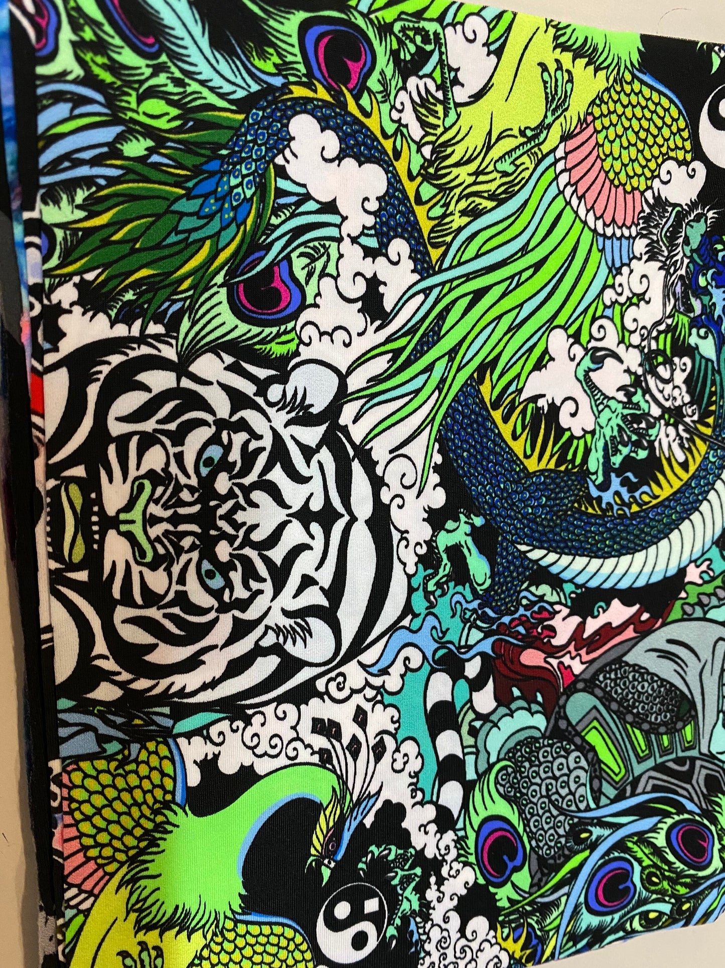 New Exotic Tattoo Jungle design multi animal print on best quality of nylon spandex 4-way stretch 58/60” Sold by the YD.