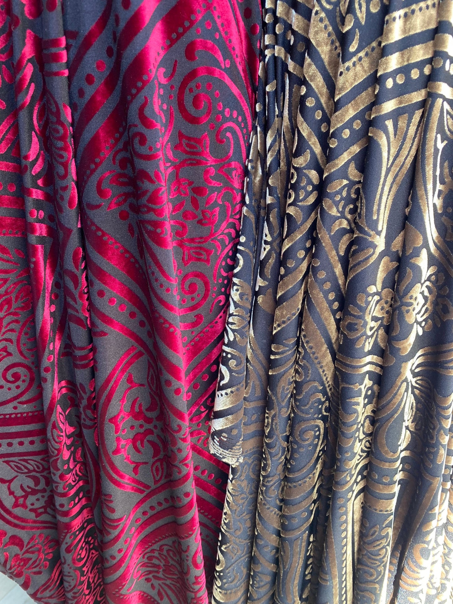 New France burnout velvet Sofia design 4-way stretch 58/60” Sold by the YD. Ships worldwide from Los Angeles California USA.