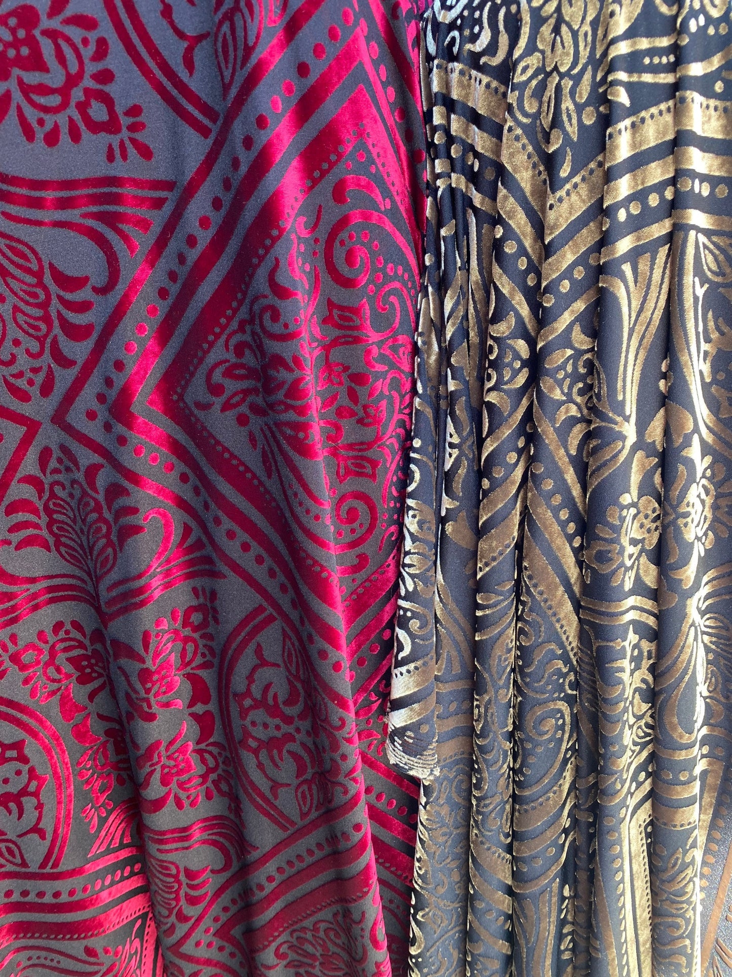 New France burnout velvet Sofia design 4-way stretch 58/60” Sold by the YD. Ships worldwide from Los Angeles California USA.
