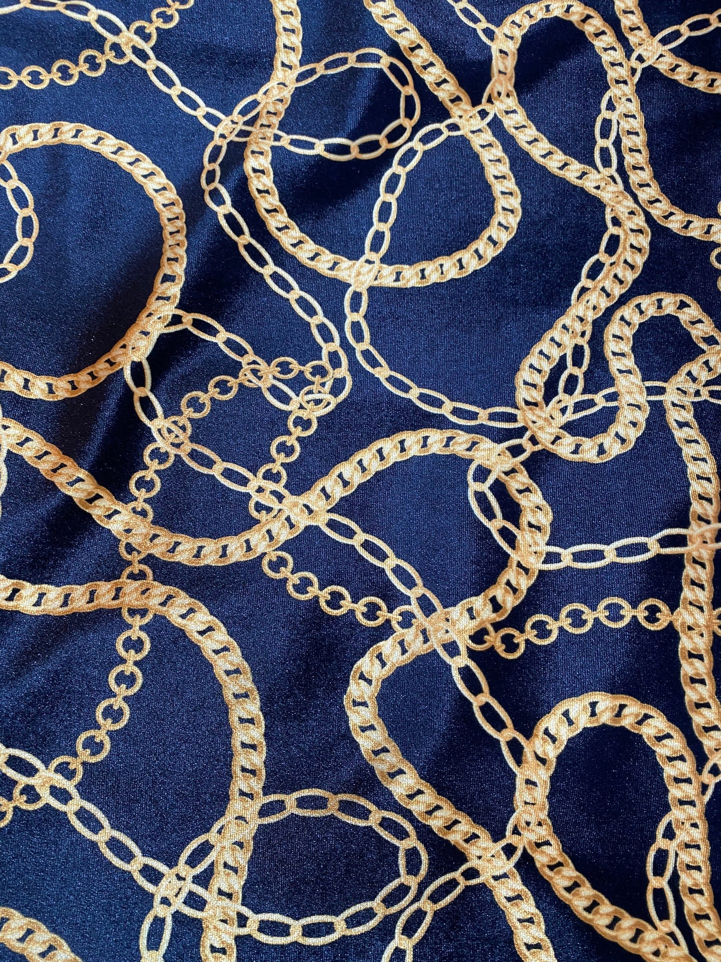 Luxury brand golden chain design print on great quality of stretch velvet 4-way stretch 58/60” Sold by the YD. Ships worldwide from L.A CA.