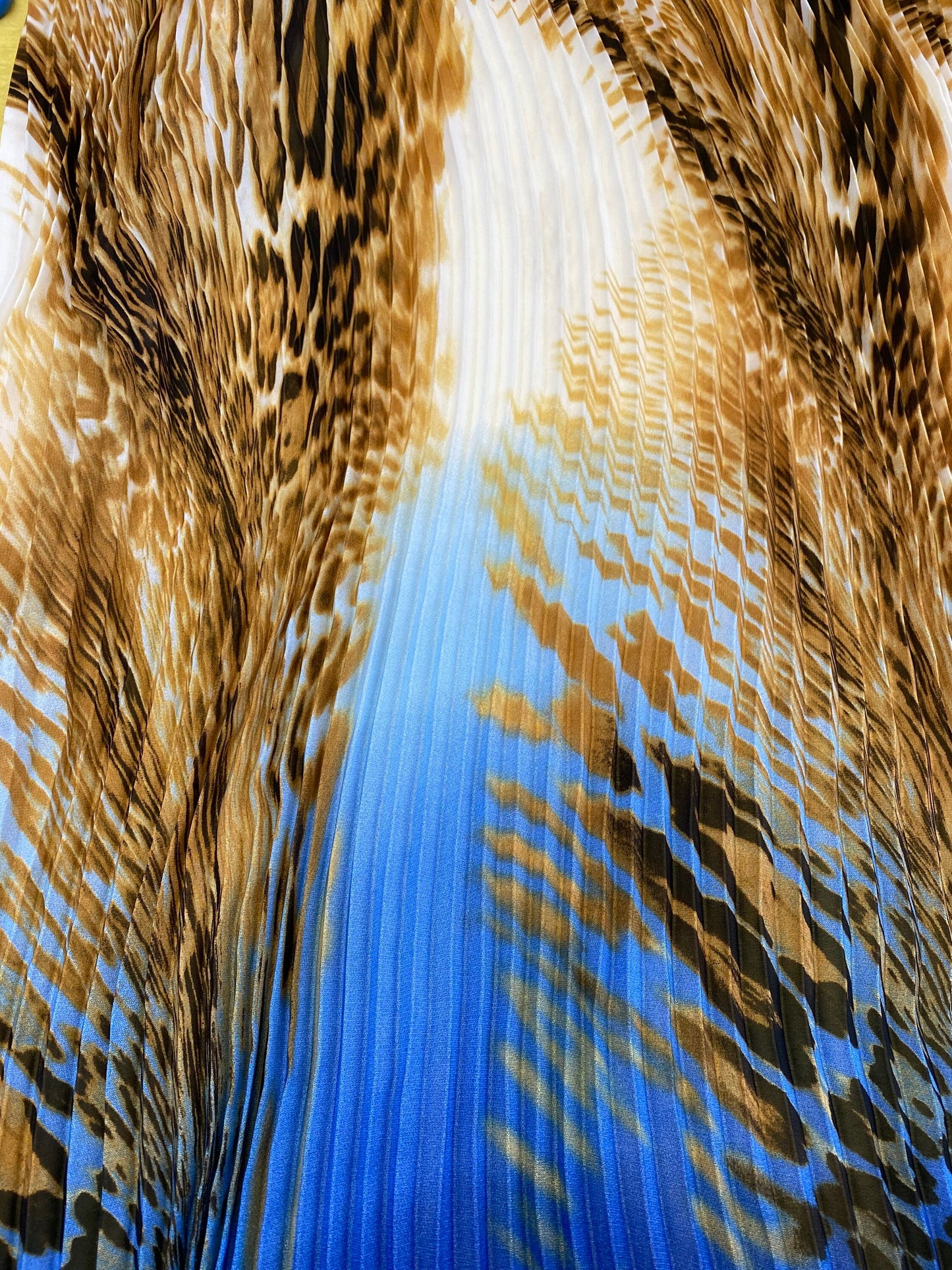 New accordion pleaded chiffon exotic leopard animal print design 58/60” Sold by the YD. Ships worldwide from Los Angeles California USA.