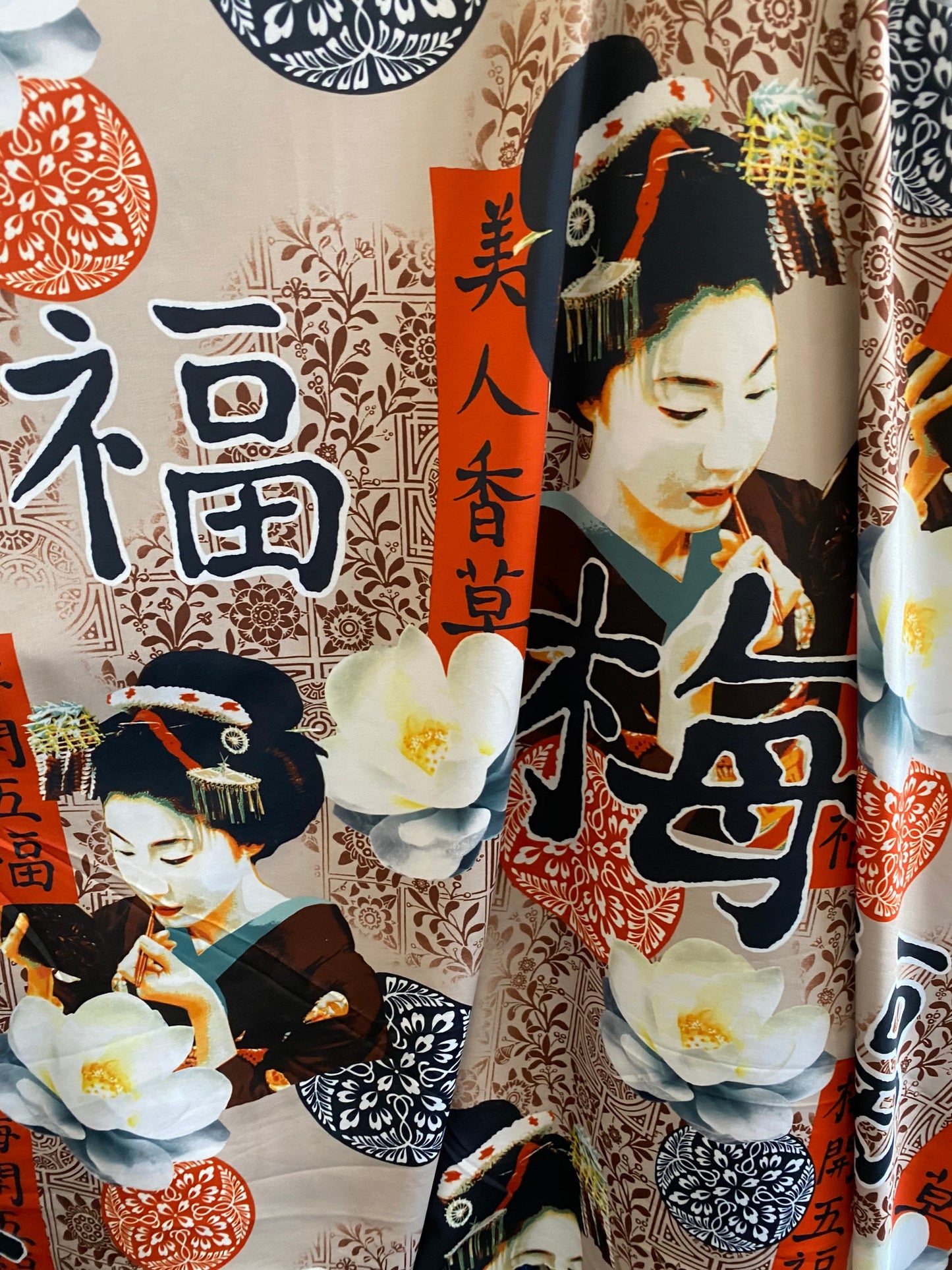 New Asian design print on nylon spandex 4-way stretch 58/60” Sold by the YD. Ships Worldwide from Los Angeles California USA.