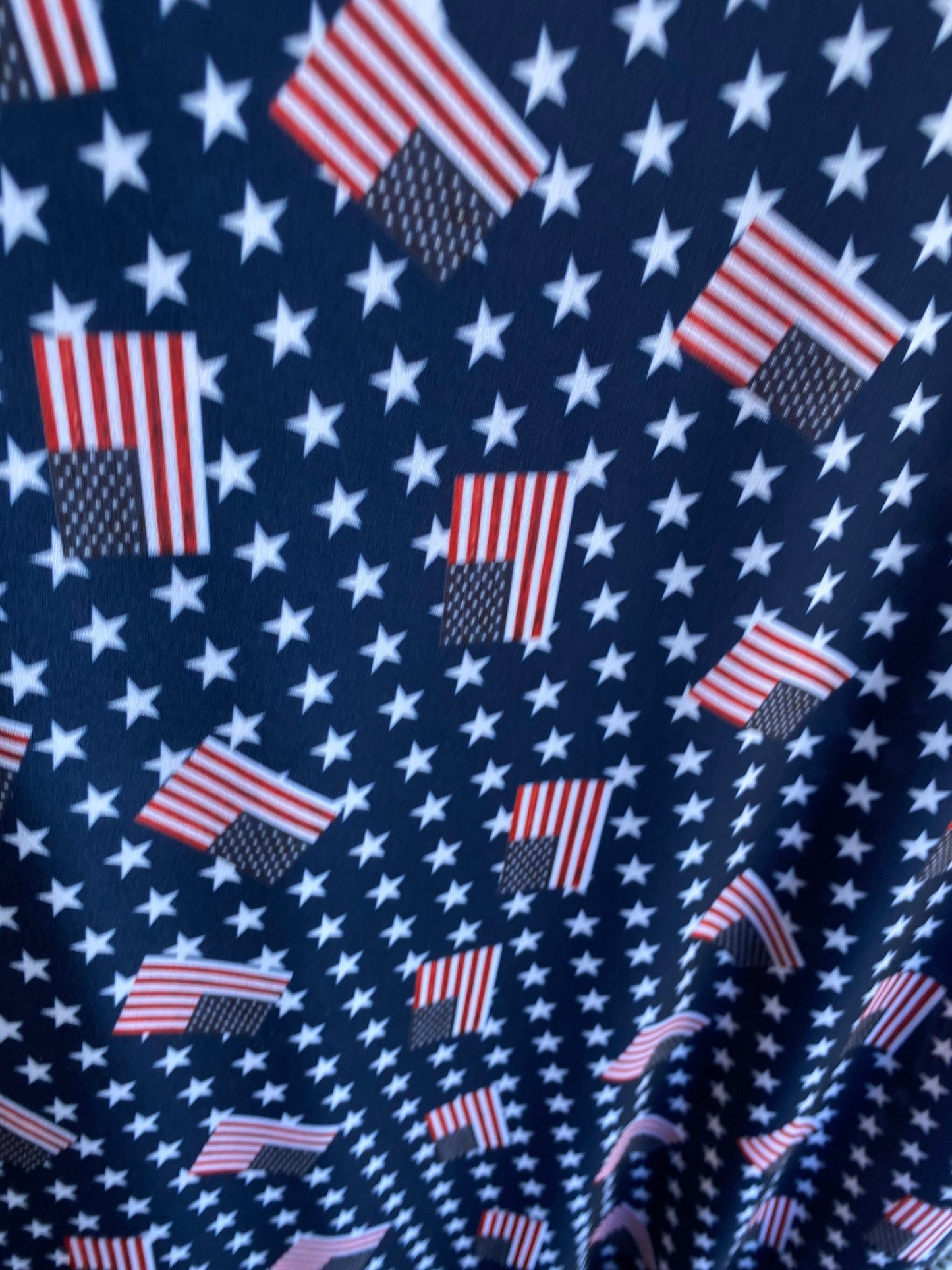 American flag design with freedom stars print on poly spandex light weight 4-way stretch 58/60” Sold by the YD. Ships worldwide from L.A CA