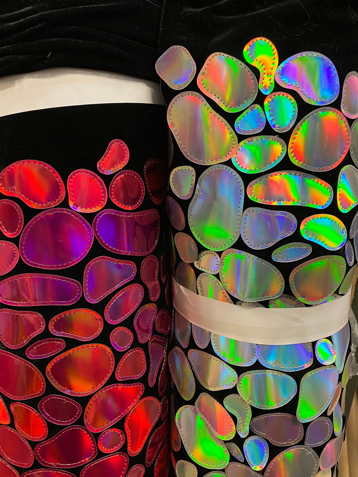 New flashback sequins jumbo size embroidered on stretch velvet 2-way 55/57” Sold by the YD. Ships Worldwide from Los Angeles California USA.