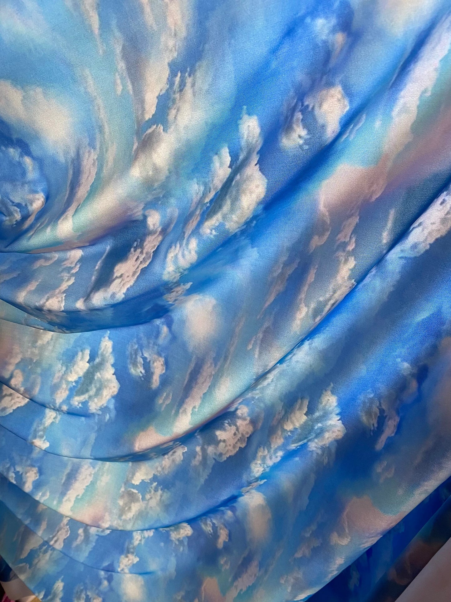 New celestial clouds design print on great quality of nylon spandex 4-way stretch 58/60” Sold by the YD. Ships Worldwide from Los Angeles CA