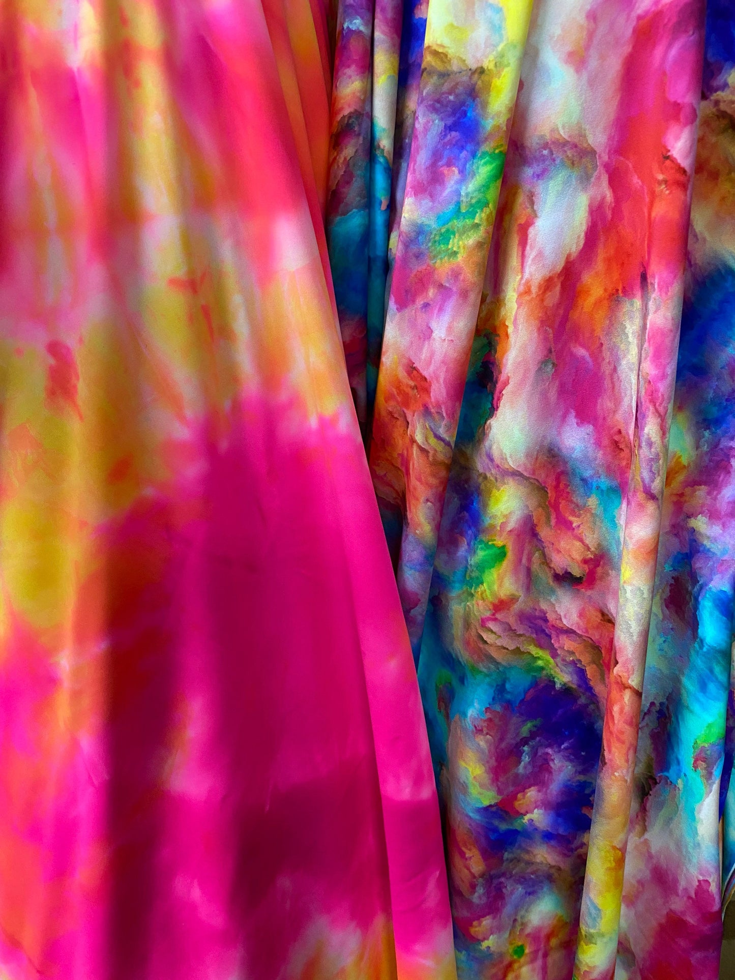 Tie dye abstract design print on best quality of nylon spandex;-way stretch 58/60” Sold by the YD. Ships Worldwide from Los Angeles cali