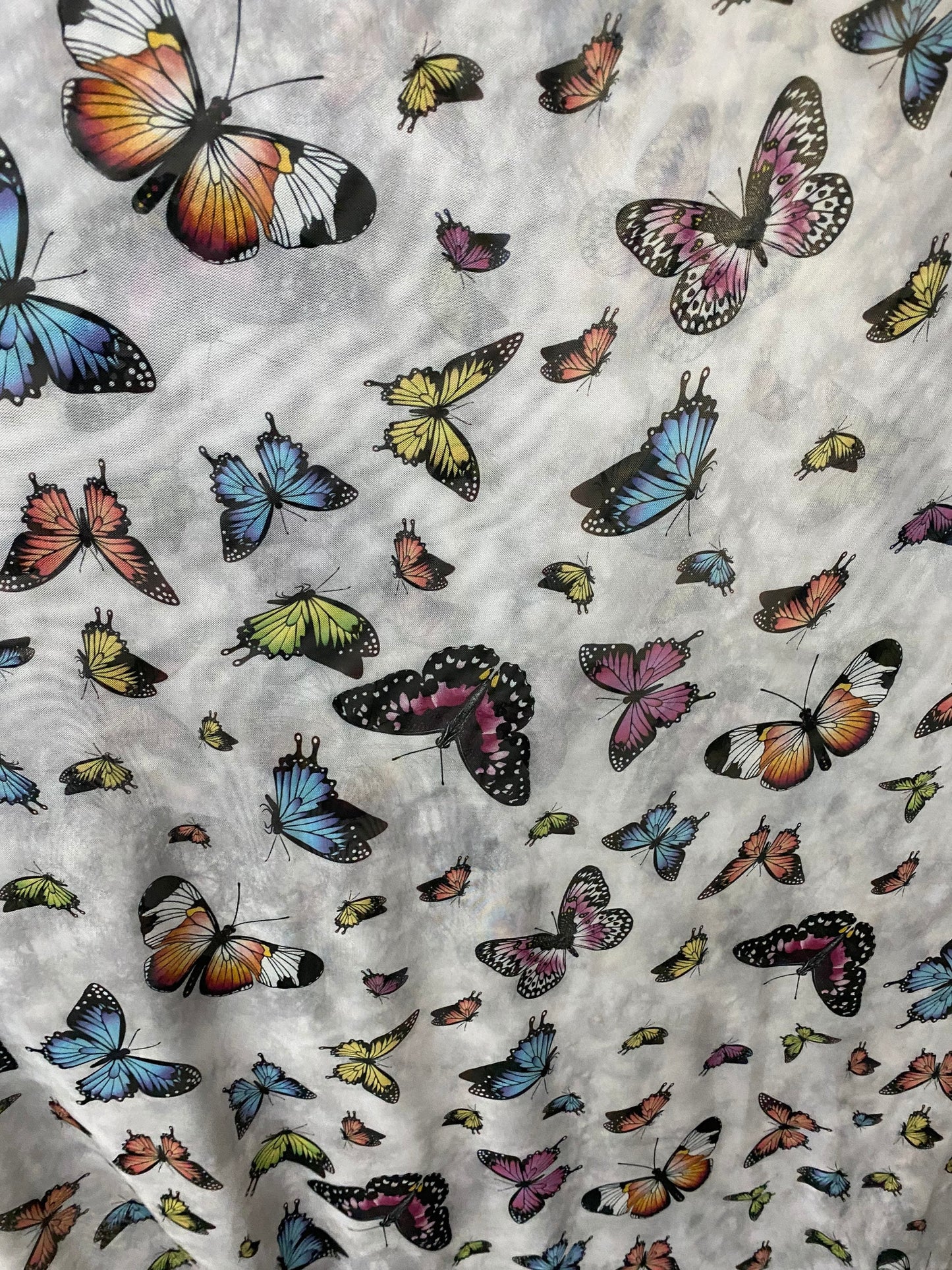 New Butterflies design print on great power mesh 4-way stretch 58/60” Sold by the YD. Ships Worldwide from Los Angeles California USA.