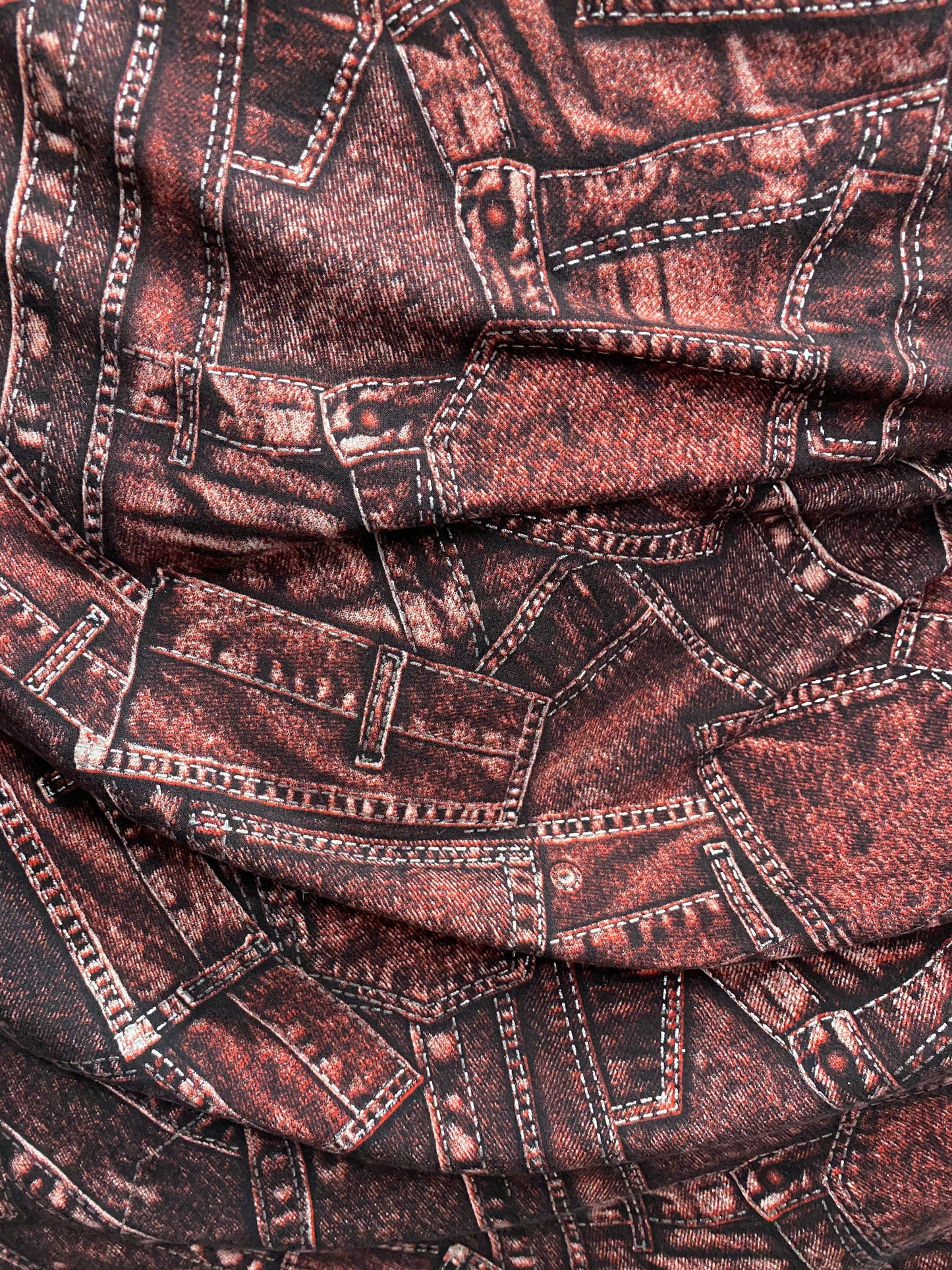 New jeans design print on nylon spandex 4way stretch medium weight 58/60” Sold by the YD. Ships worldwide feom Los Angeles California USA.