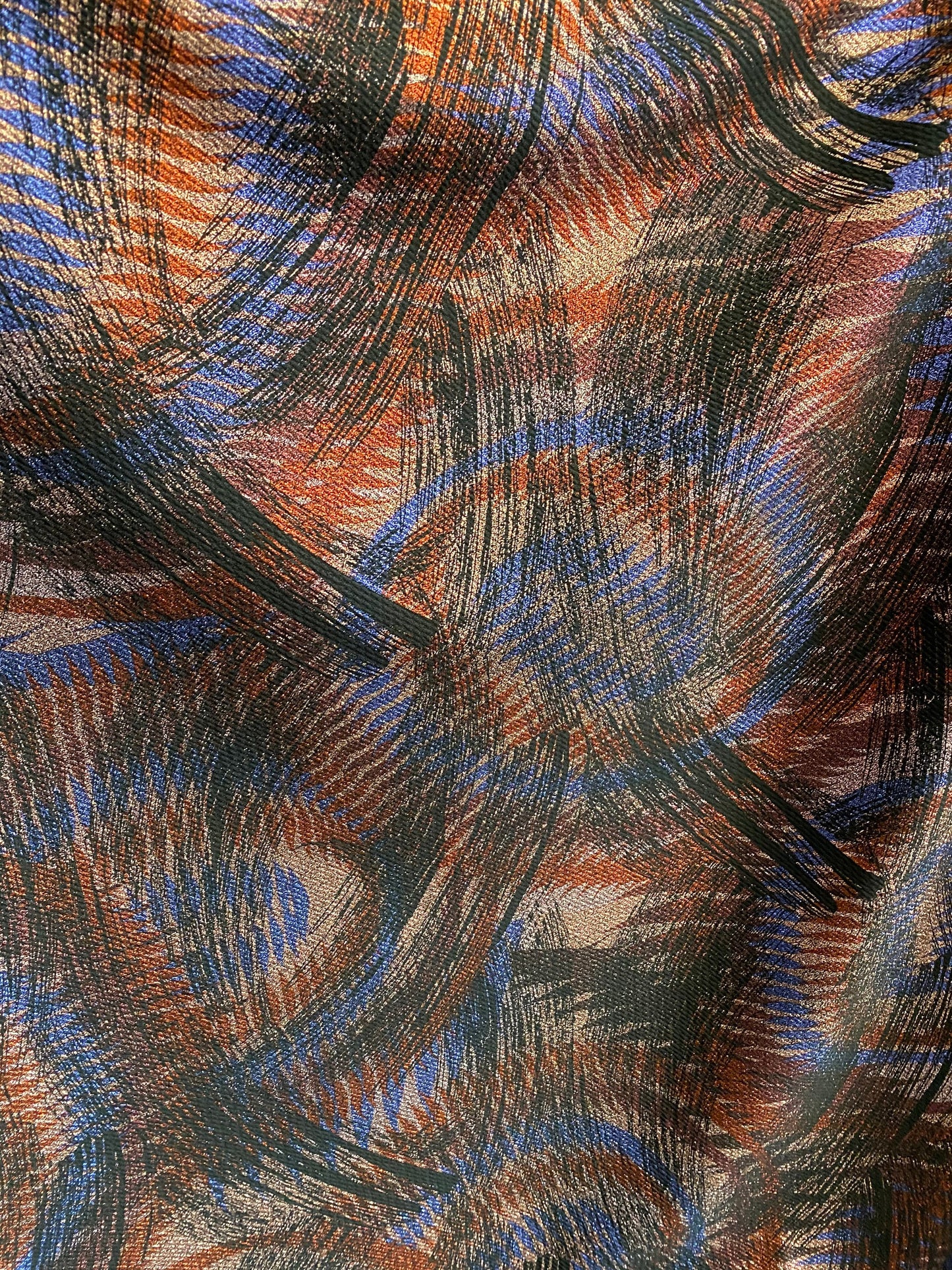 New abstract design print on poly spandex 2-way stretch medium weight 58/60” Sold by the YD. Ships Worldwide from Los Angeles California USA